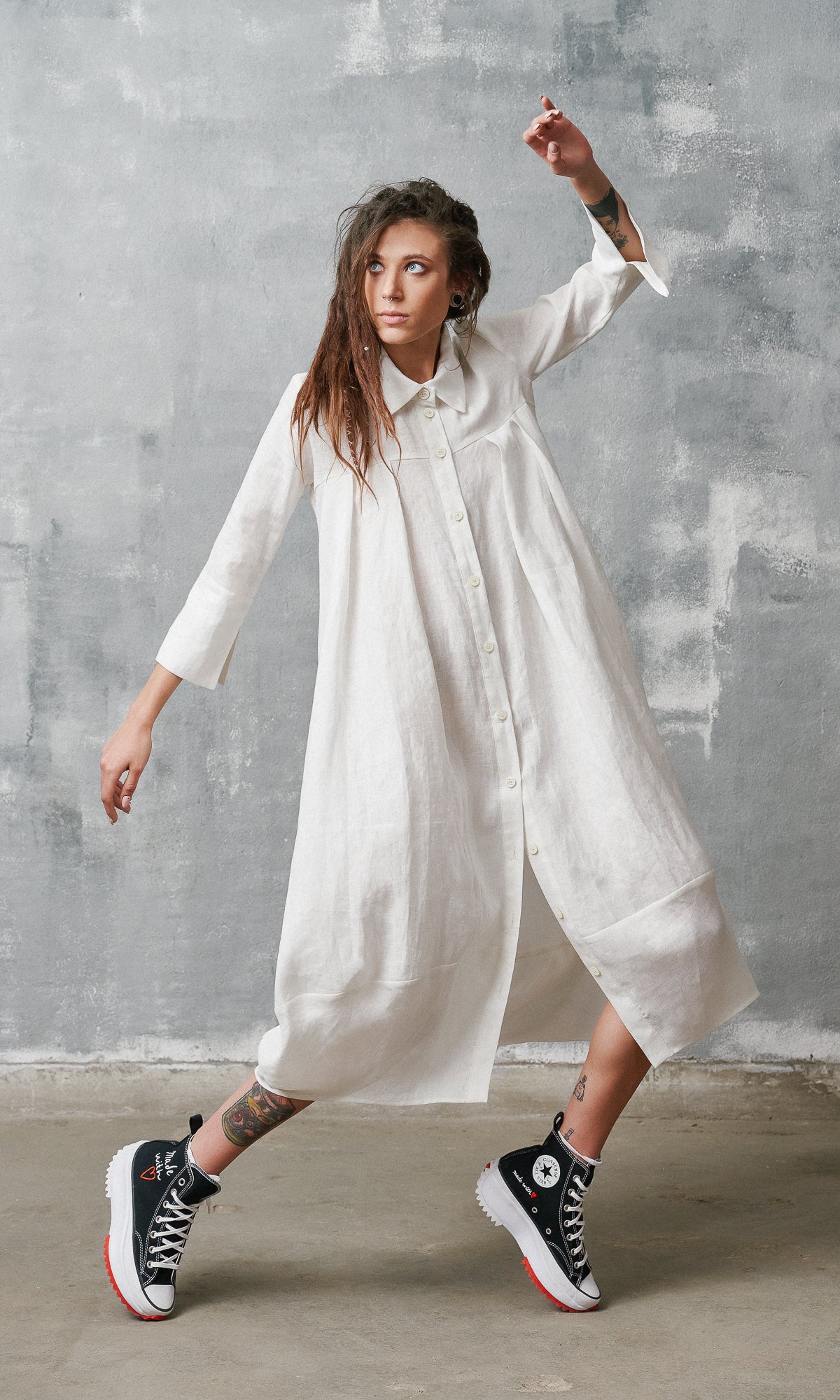 Cocoon Linen Shirt Dress - AAKASHA