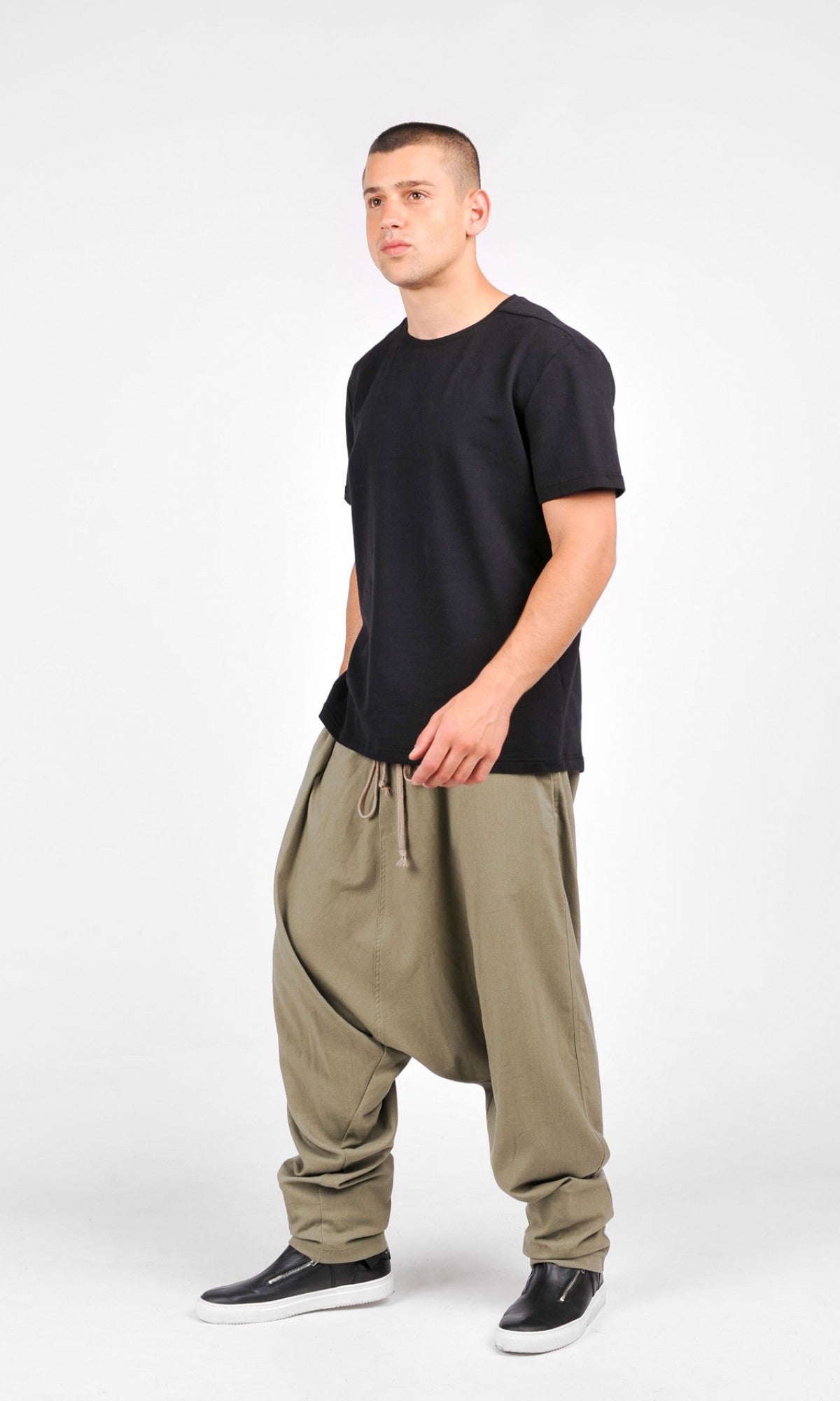 Drop Crotch Linen Harem Pants - AAKASHA