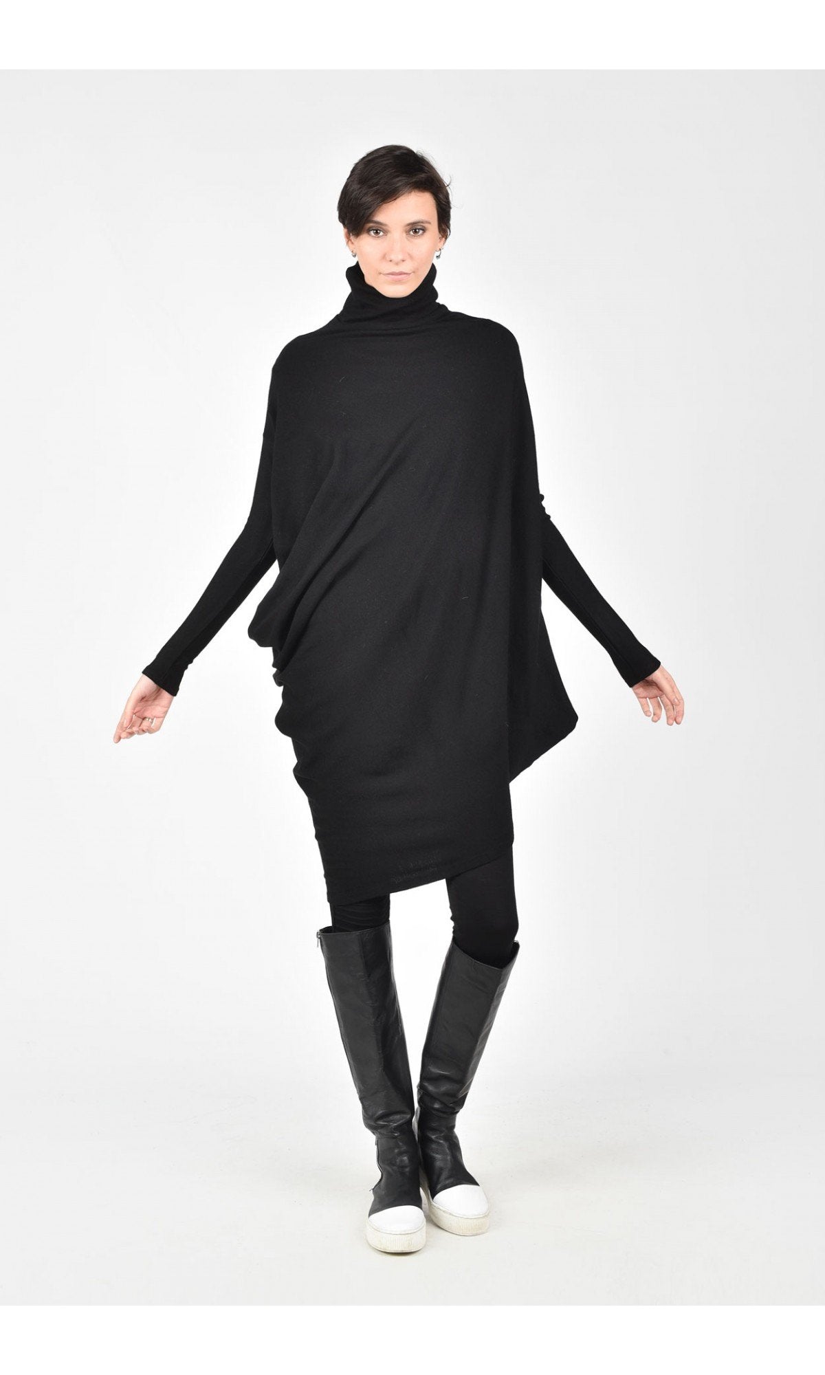 Asymmetric Knit Tunic Dress - AAKASHA