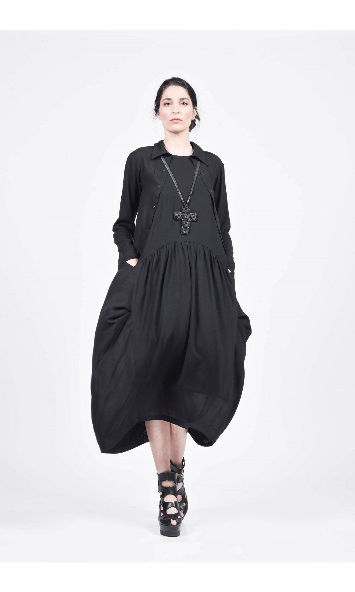 Maxi Shirt Dress with Side Pockets