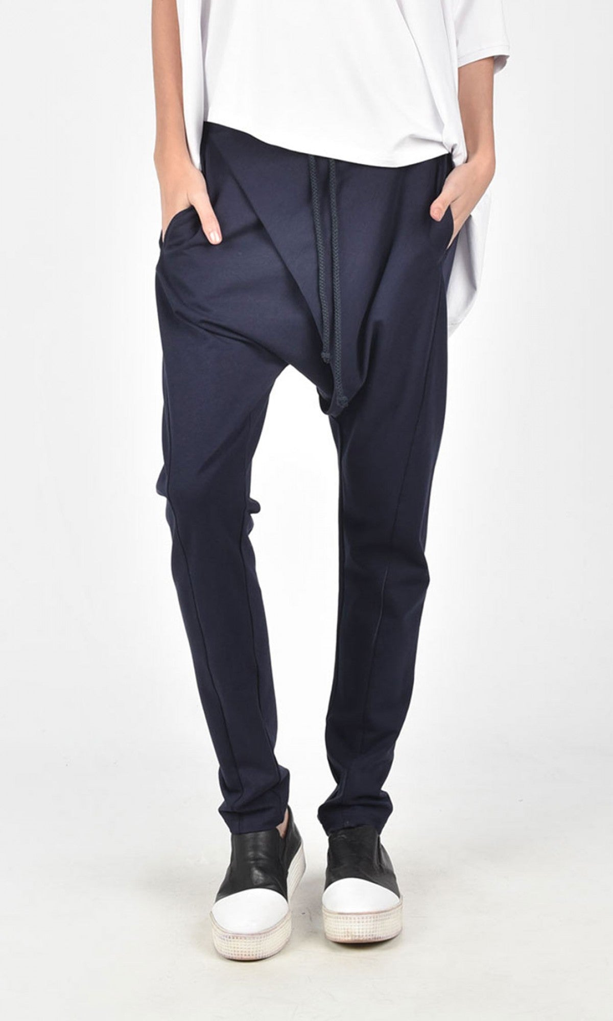 Drop Crotch Pants with Overlap Front - AAKASHA