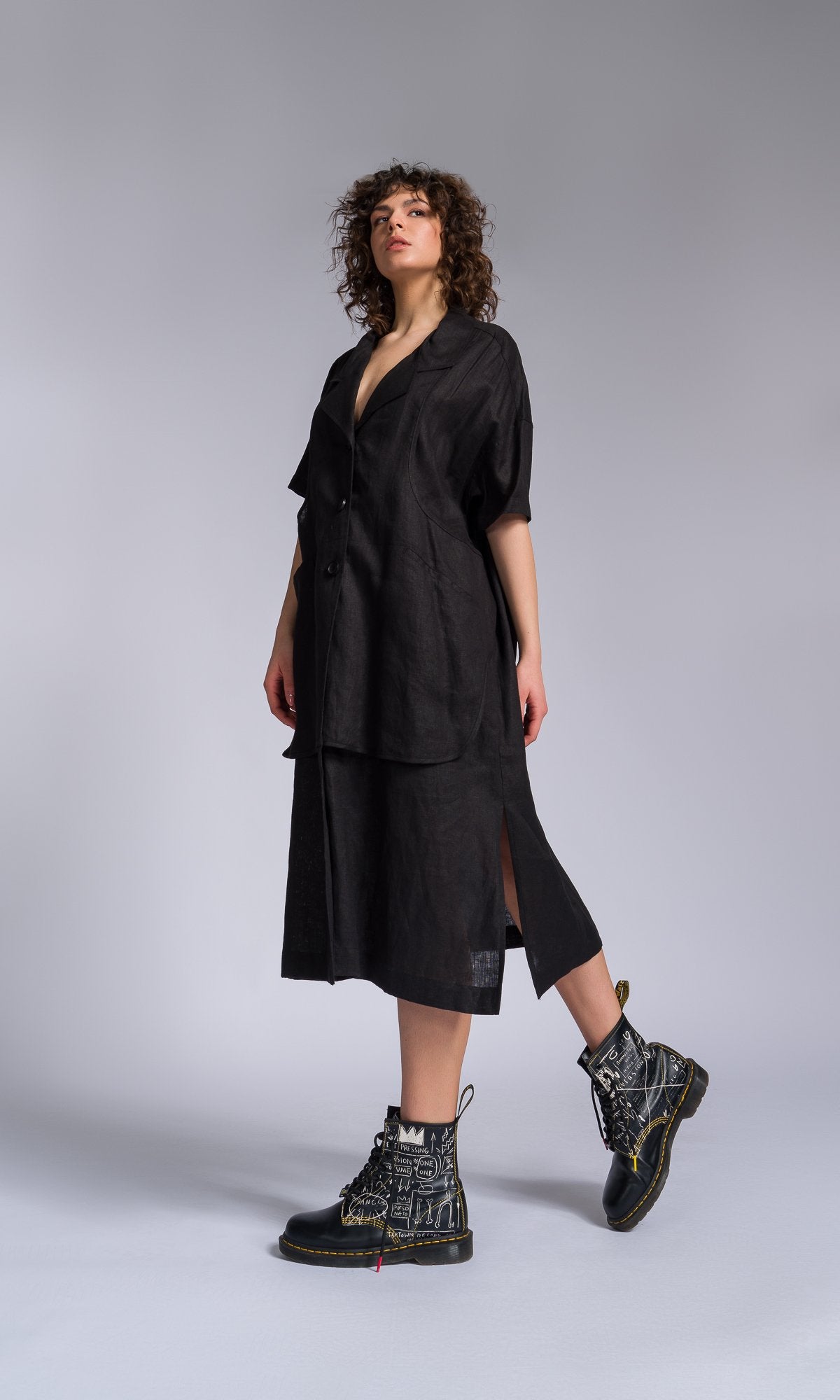 Linen Apron Tunic Shirt - AAKASHA