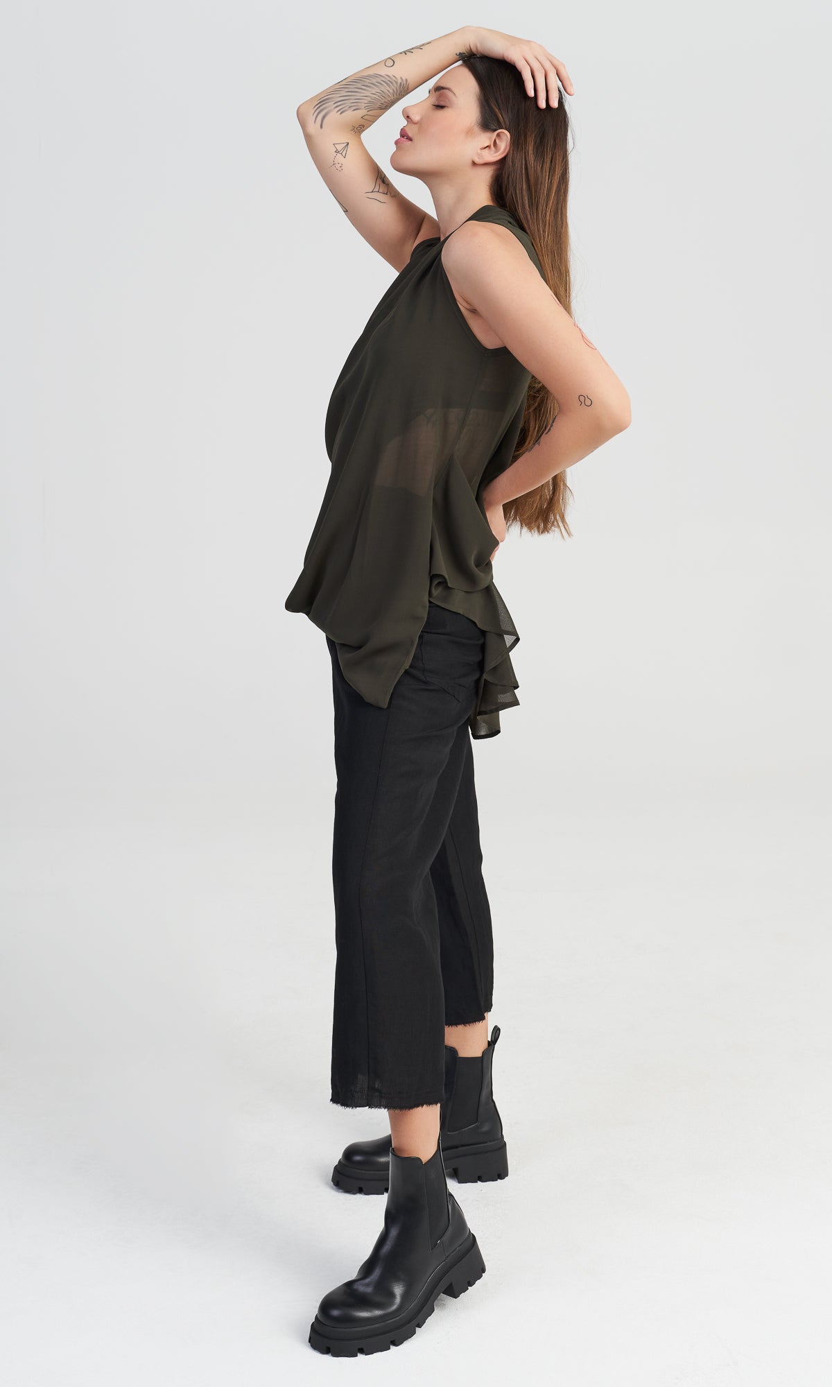 Sleeveless Top with Draped Back - AAKASHA