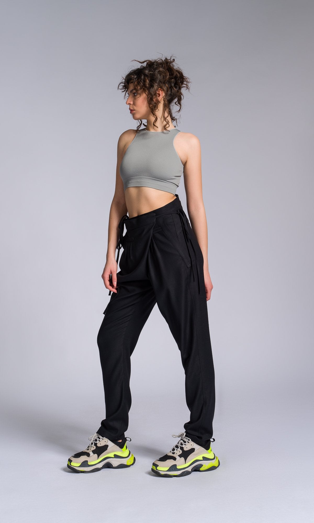 Tapered Pants with Overlap Front - AAKASHA