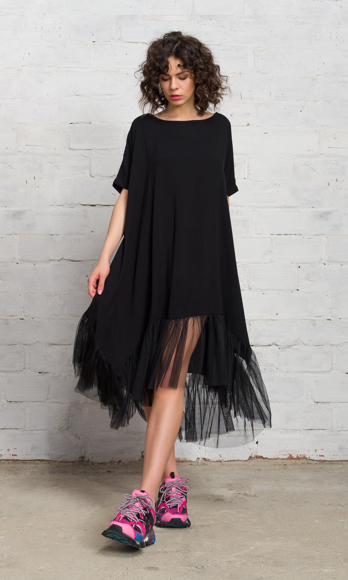 Oversized Tulle Hem Dress - AAKASHA