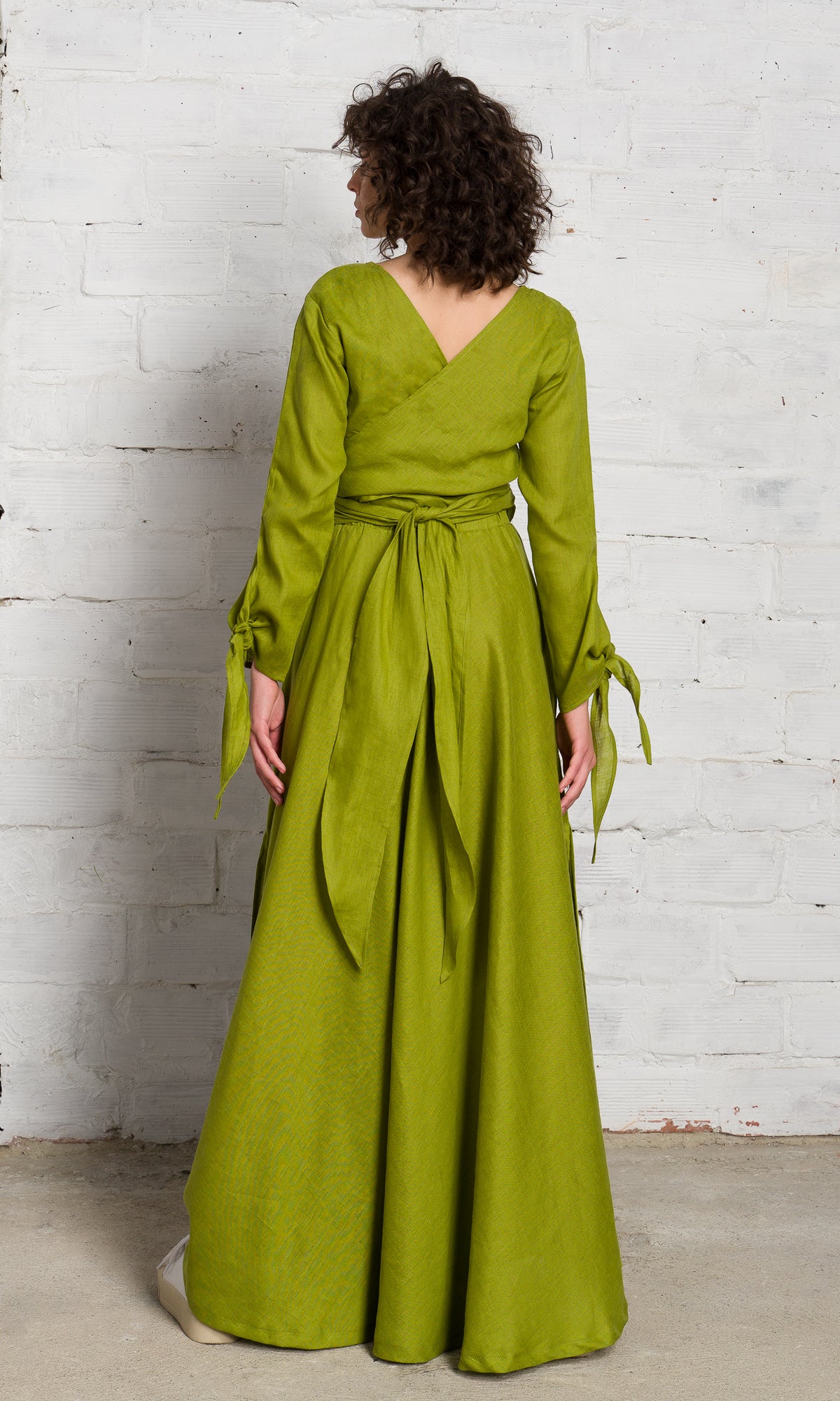 Long Linen Shirt Dress with Belt - AAKASHA