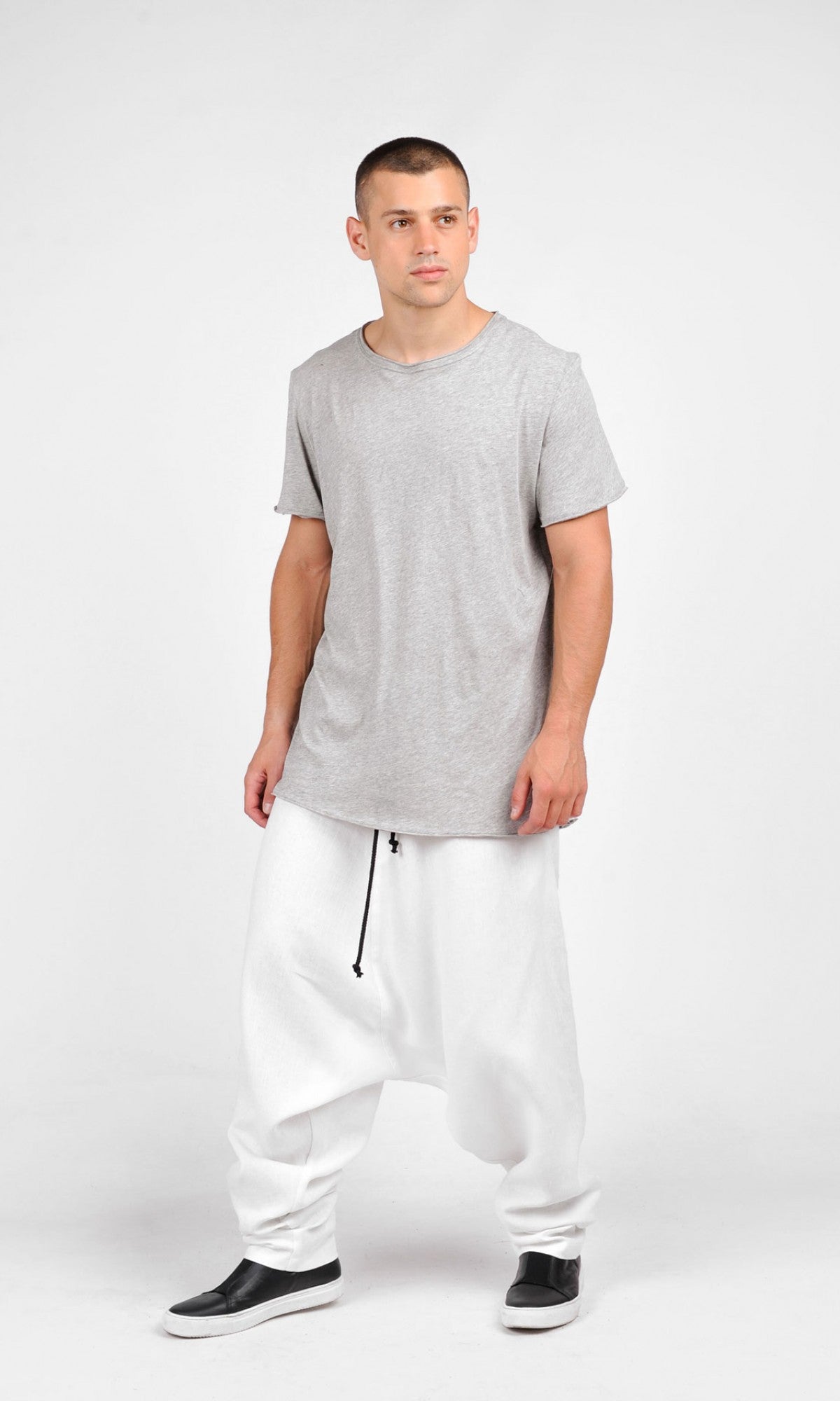 Drop Crotch Linen Harem Pants - AAKASHA