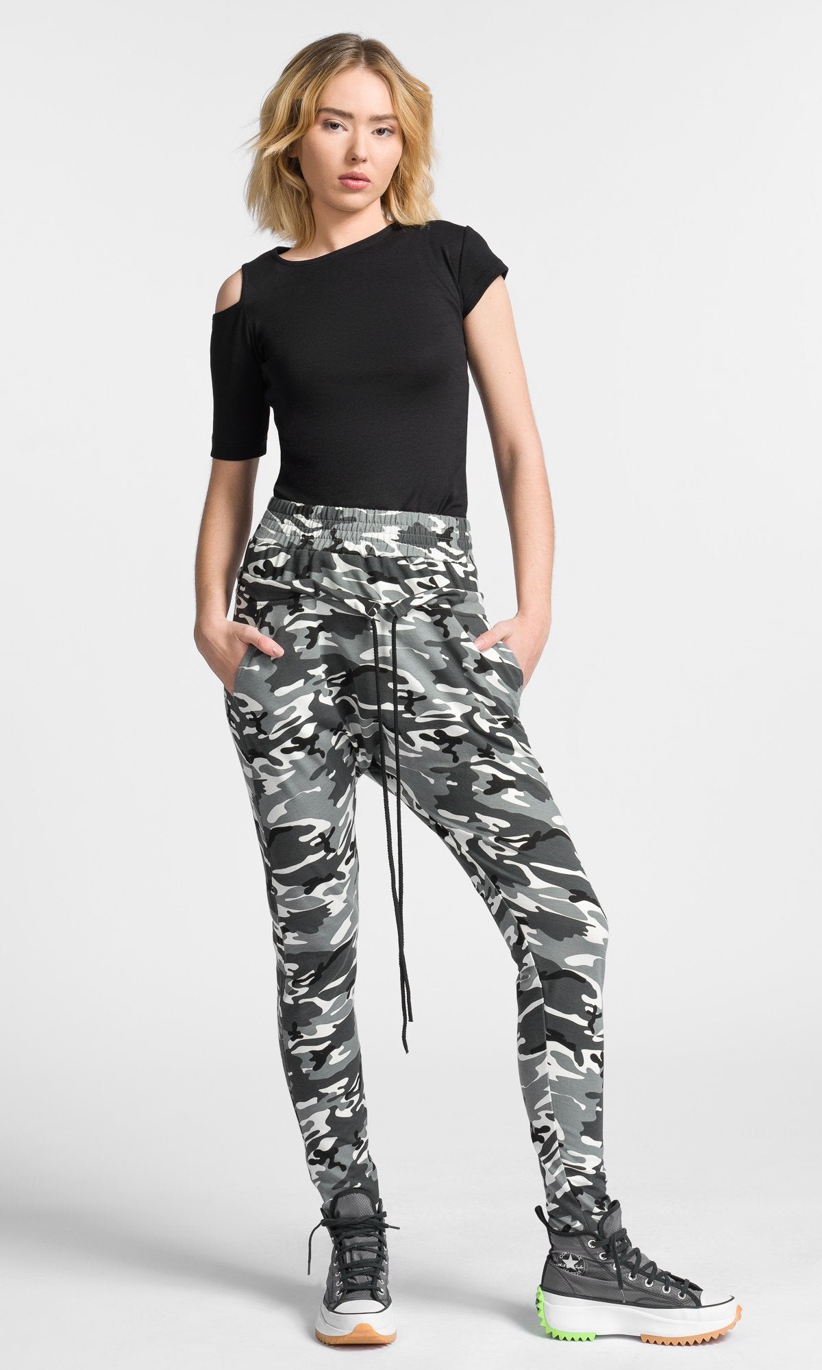 Double Waist Drop Crotch Pants - AAKASHA