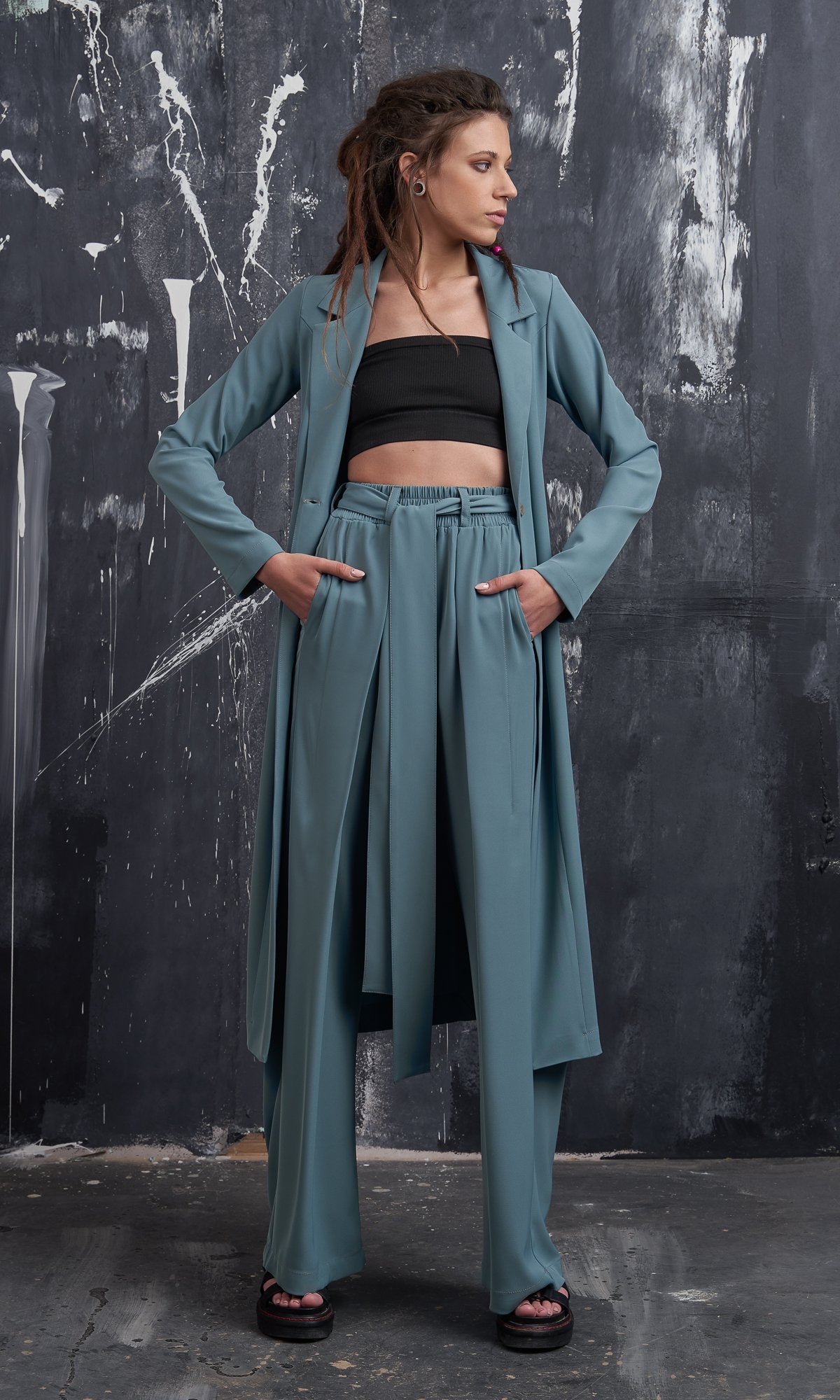 Wide Leg Tuck Pants - AAKASHA