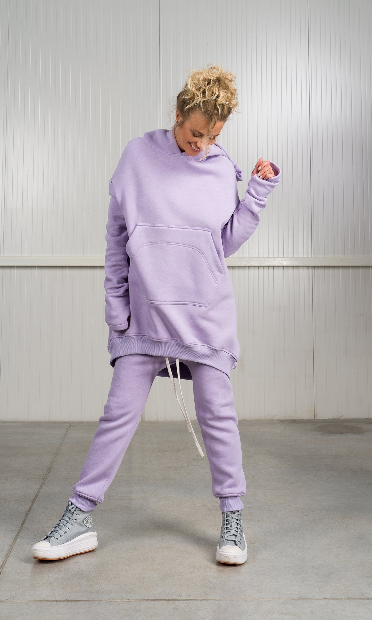 Long Hoodie with Dropped Shoulder - AAKASHA