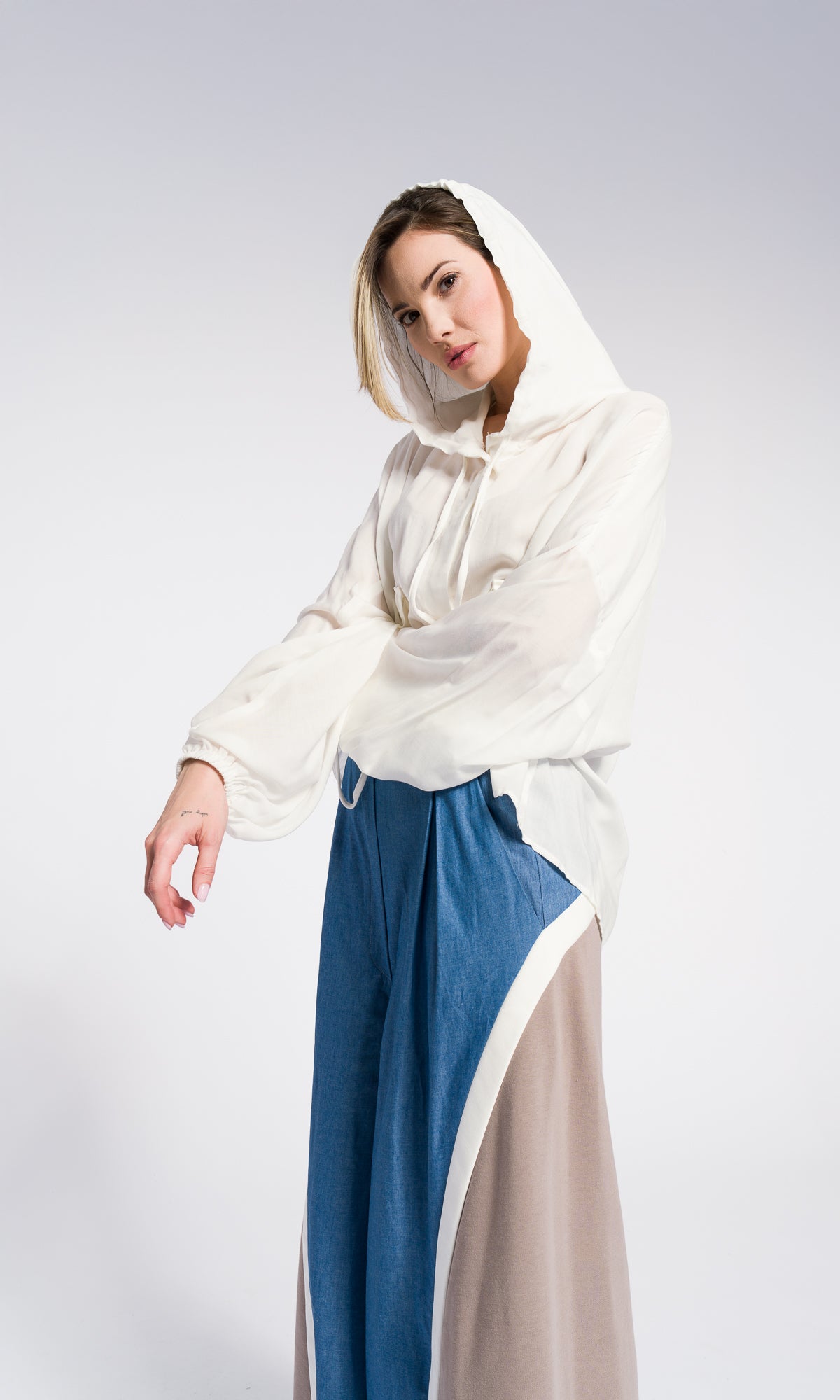 Loose Cotton Wide Leg Pants , Denim cotton