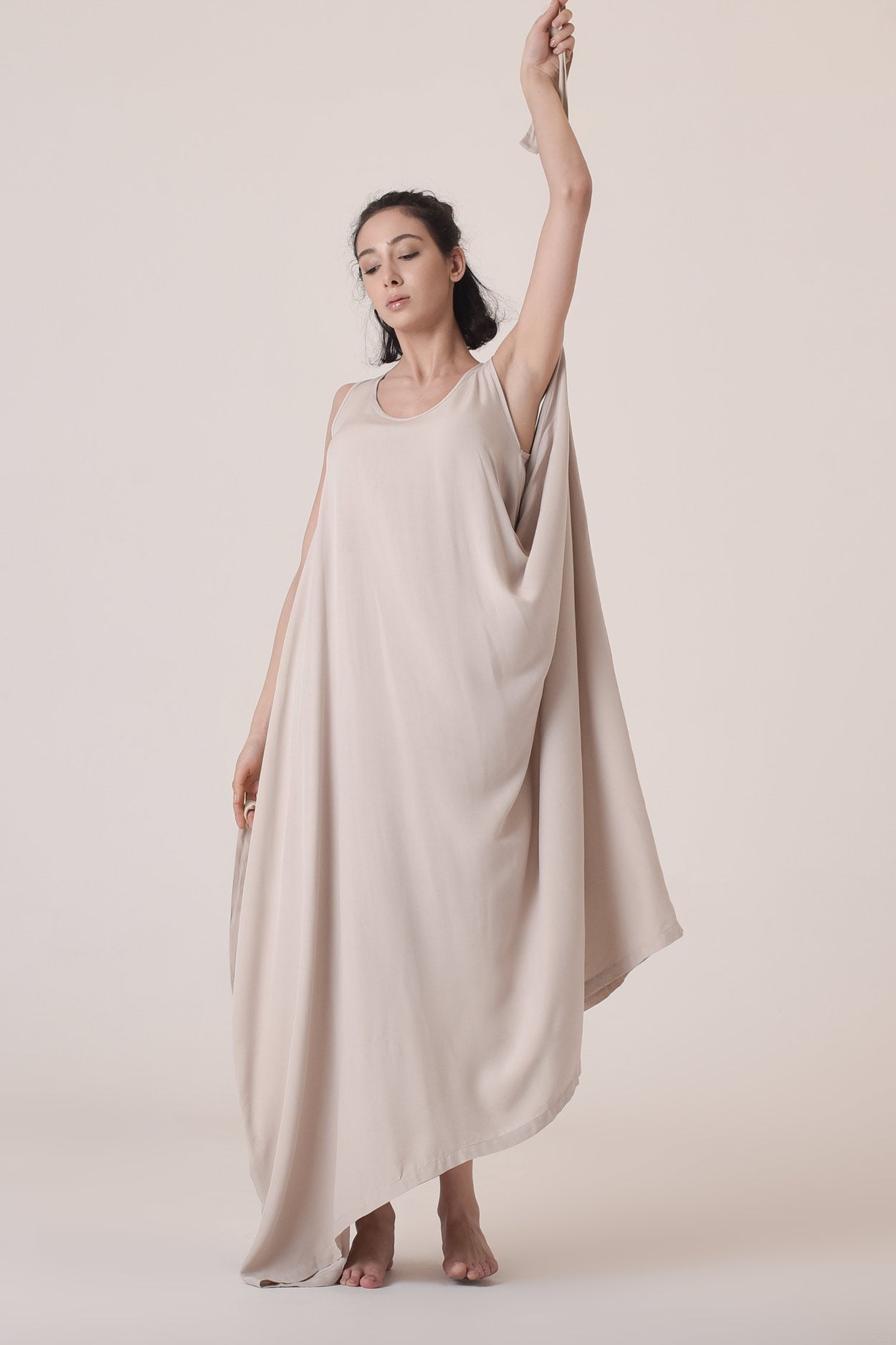 Summer Draped Maxi Dress with Adjustable Belt
