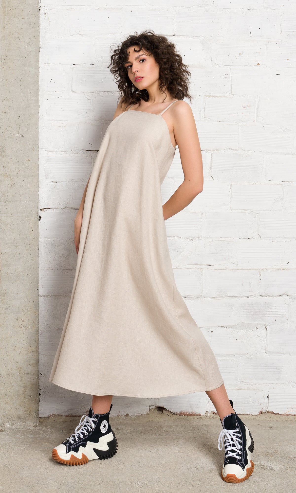 Linen Midi Camisole Dress