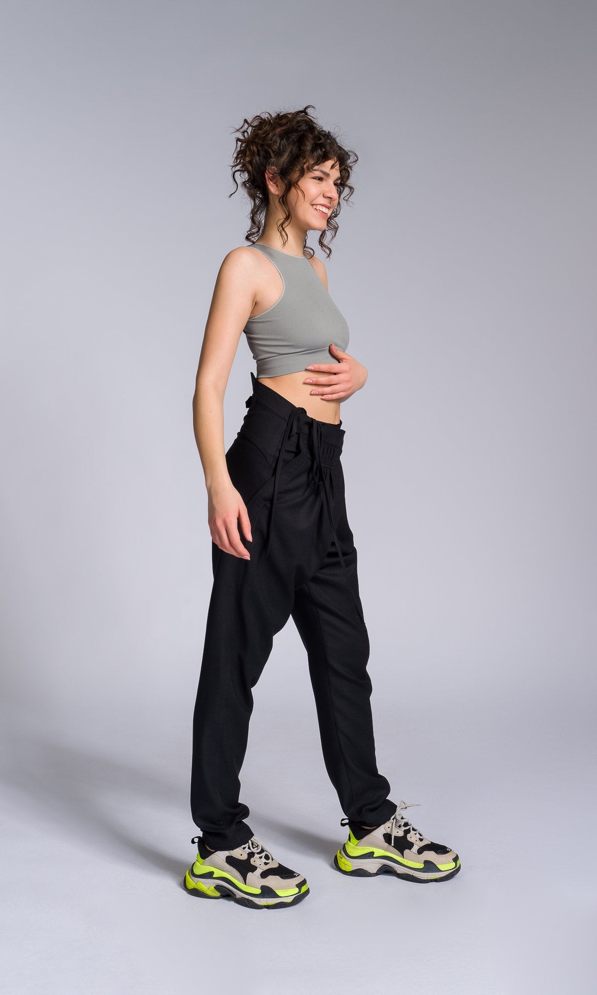 Tapered Pants with Overlap Front - AAKASHA