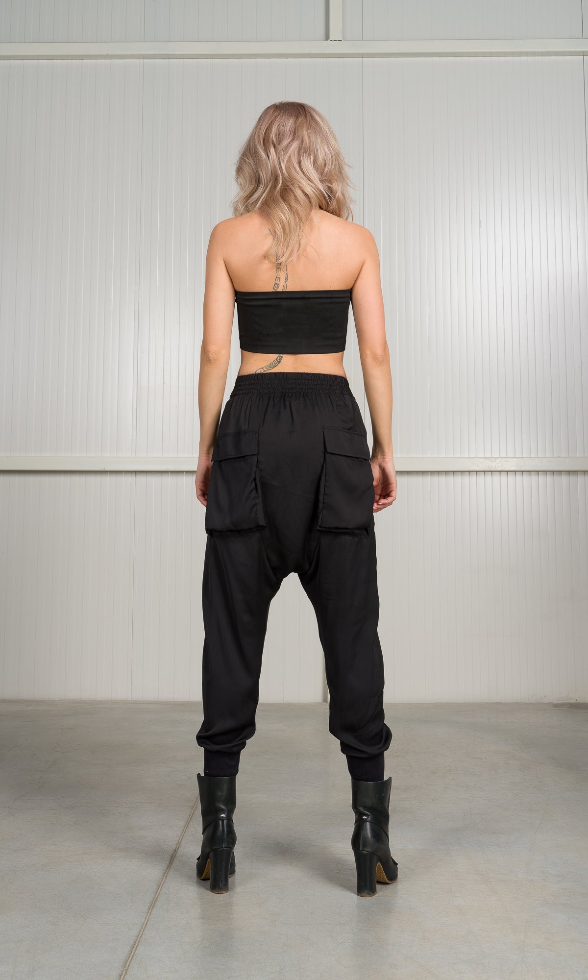 Satin Drop Crotch Cargo Pants - AAKASHA