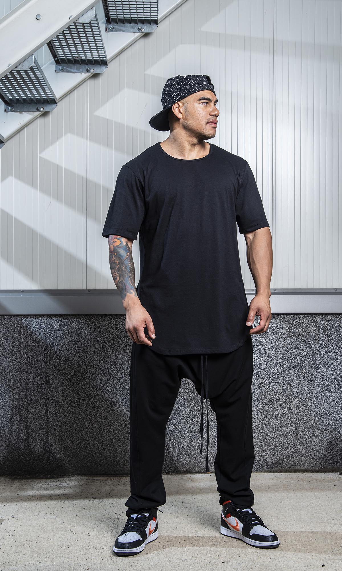 T-Shirt with Curved Hem and Side Slits