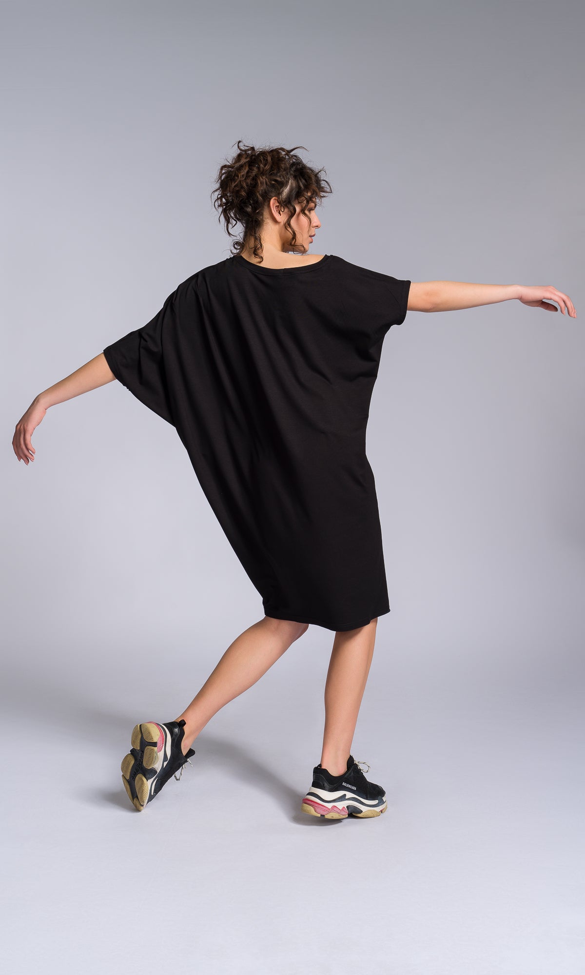 Batwing Sleeve Asymmetric Mini Dress