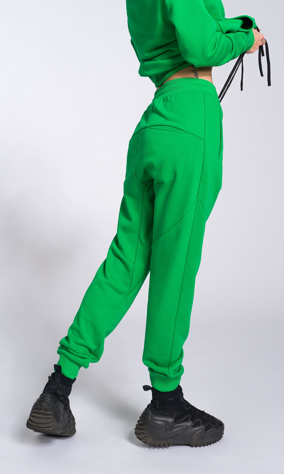 Two-piece Set of Drop Crotch Jogger Pants and Hooded Sweatshirt - AAKASHA