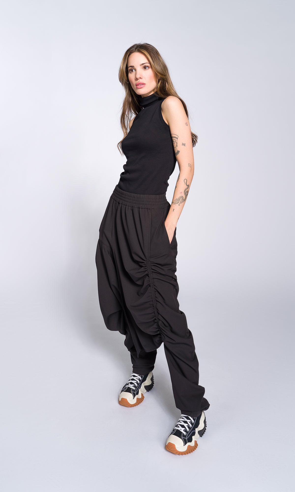 Draped Drop Crotch Pants - AAKASHA