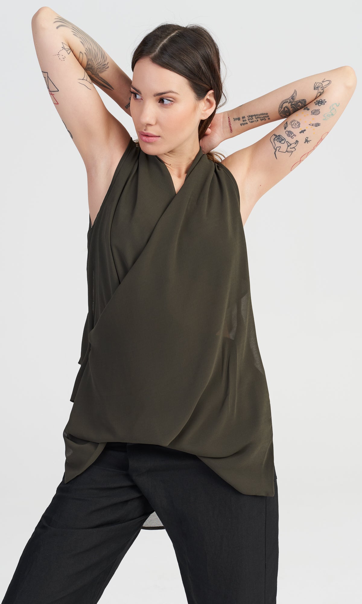 Sleeveless Top with Draped Back - AAKASHA