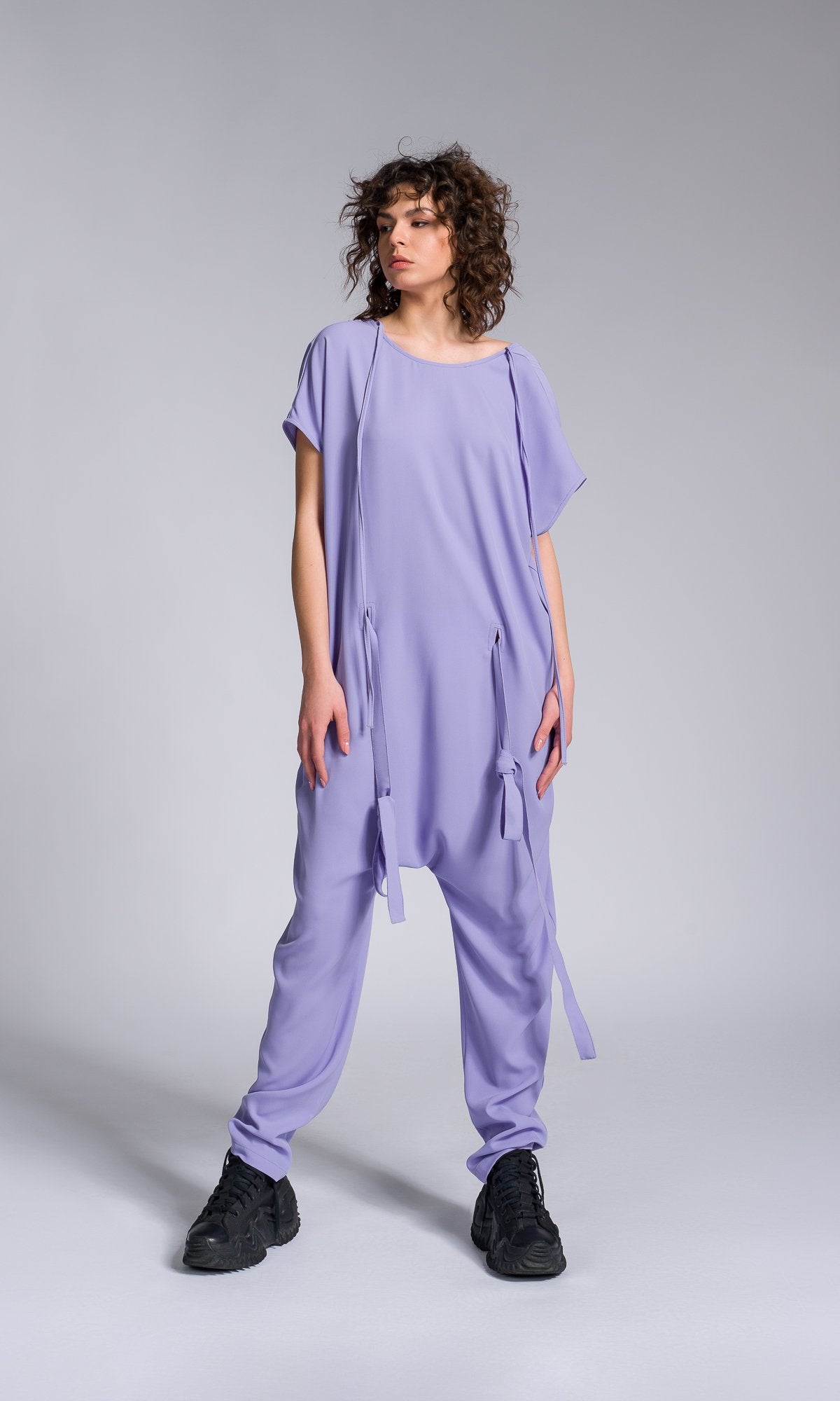 Drop Crotch Jumpsuit with Adjustable Belt - AAKASHA