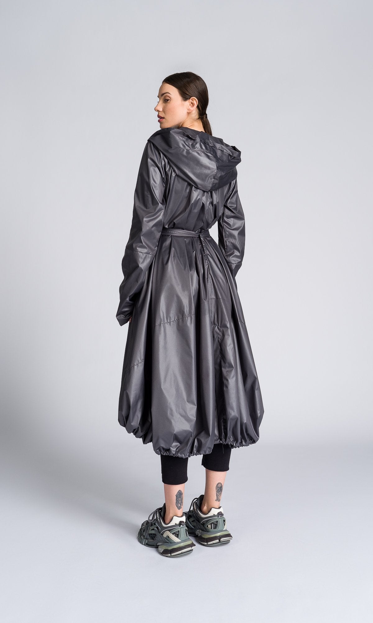 Hooded Raincoat with Belt - AAKASHA