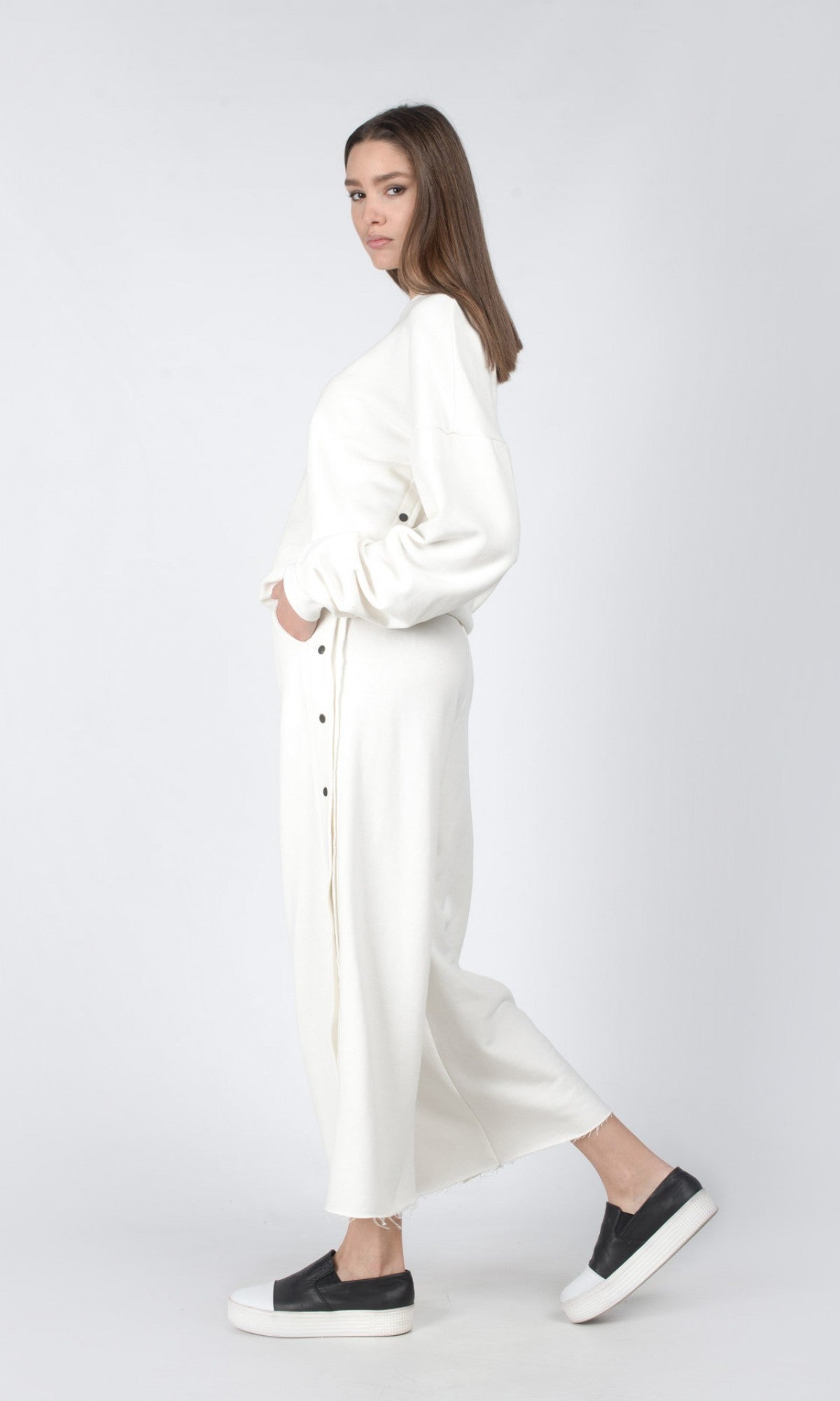 Chemisier grande taille en coton boutonné , haut ample oversize en French Terry