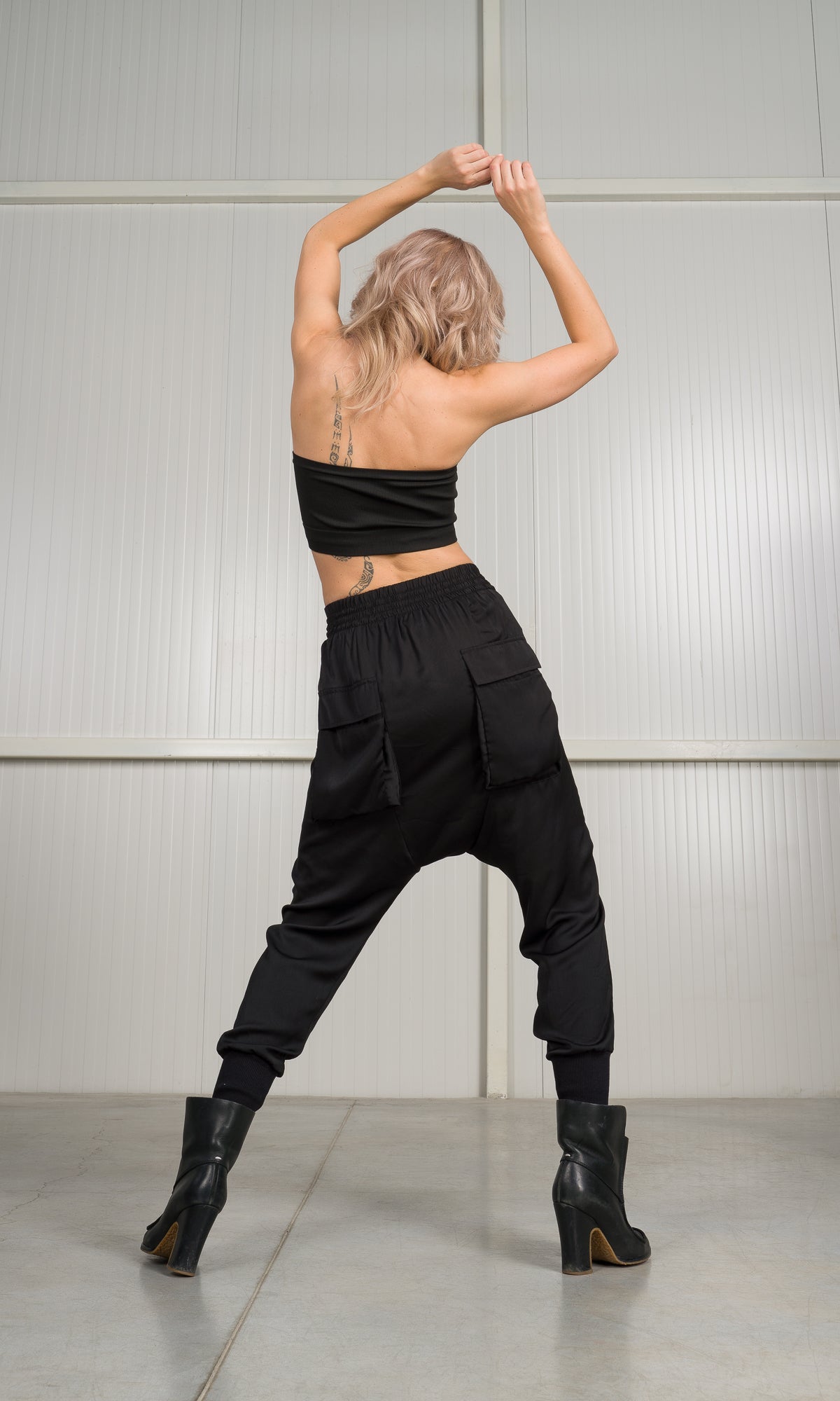 Satin Drop Crotch Cargo Pants - AAKASHA