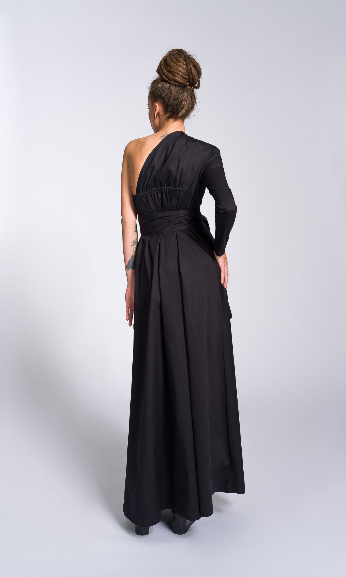 One Shoulder Maxi Dress with Belt - AAKASHA