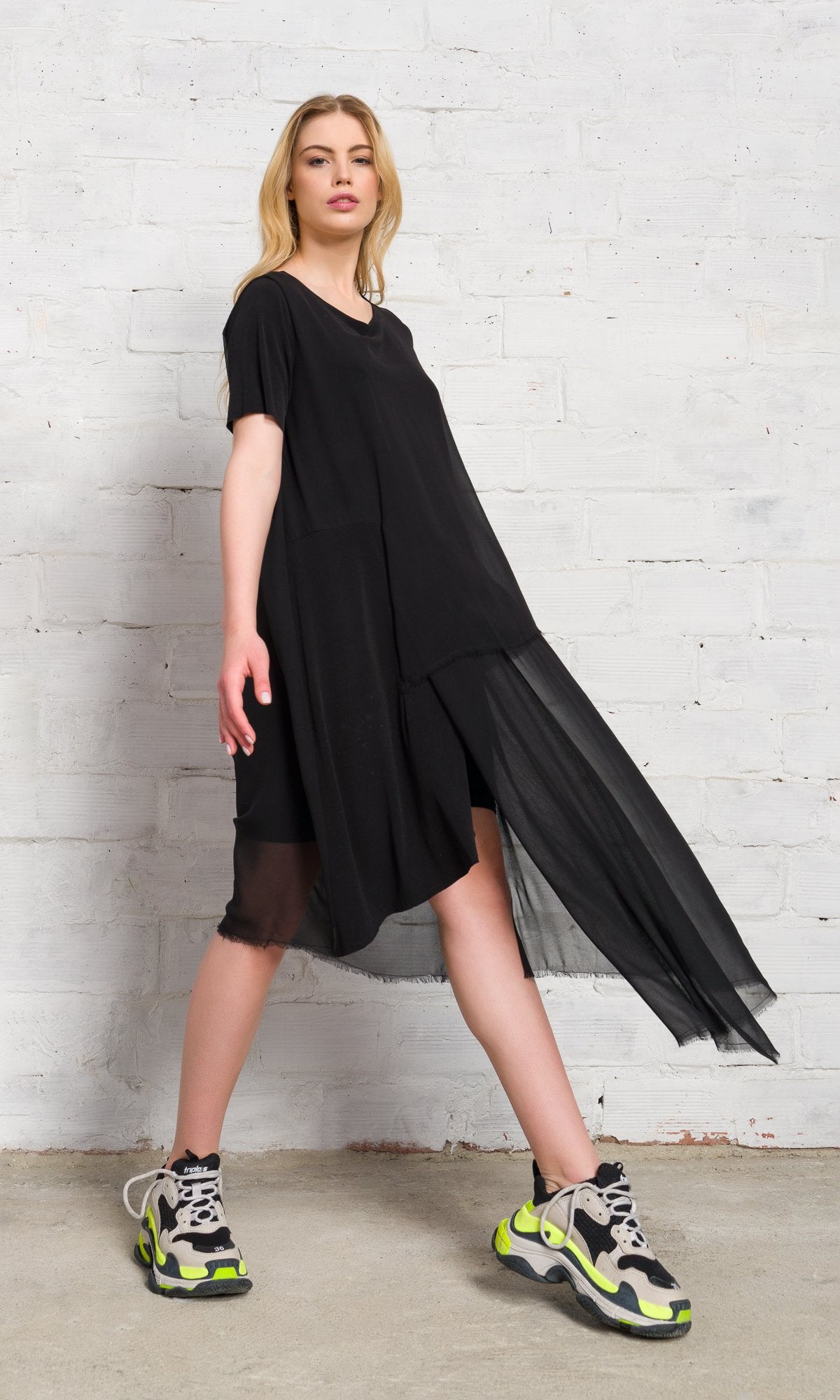 Mixed Fabric Sheer Tunic - AAKASHA