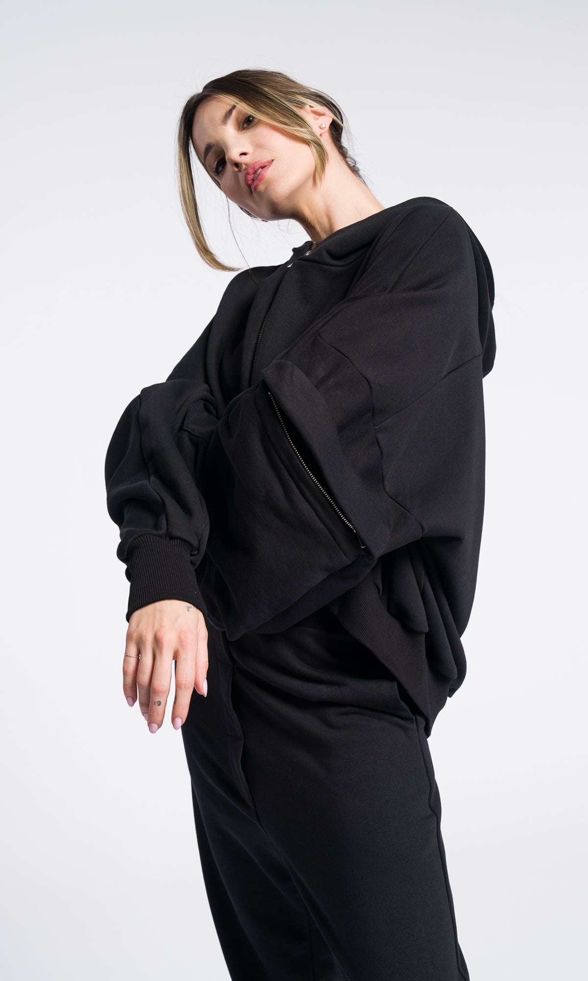 Long Zipper Fleece Hooded Sweatshirt / Maxi Hoodie with Thumb holes / Lined Extra Long Alternative Hoodie