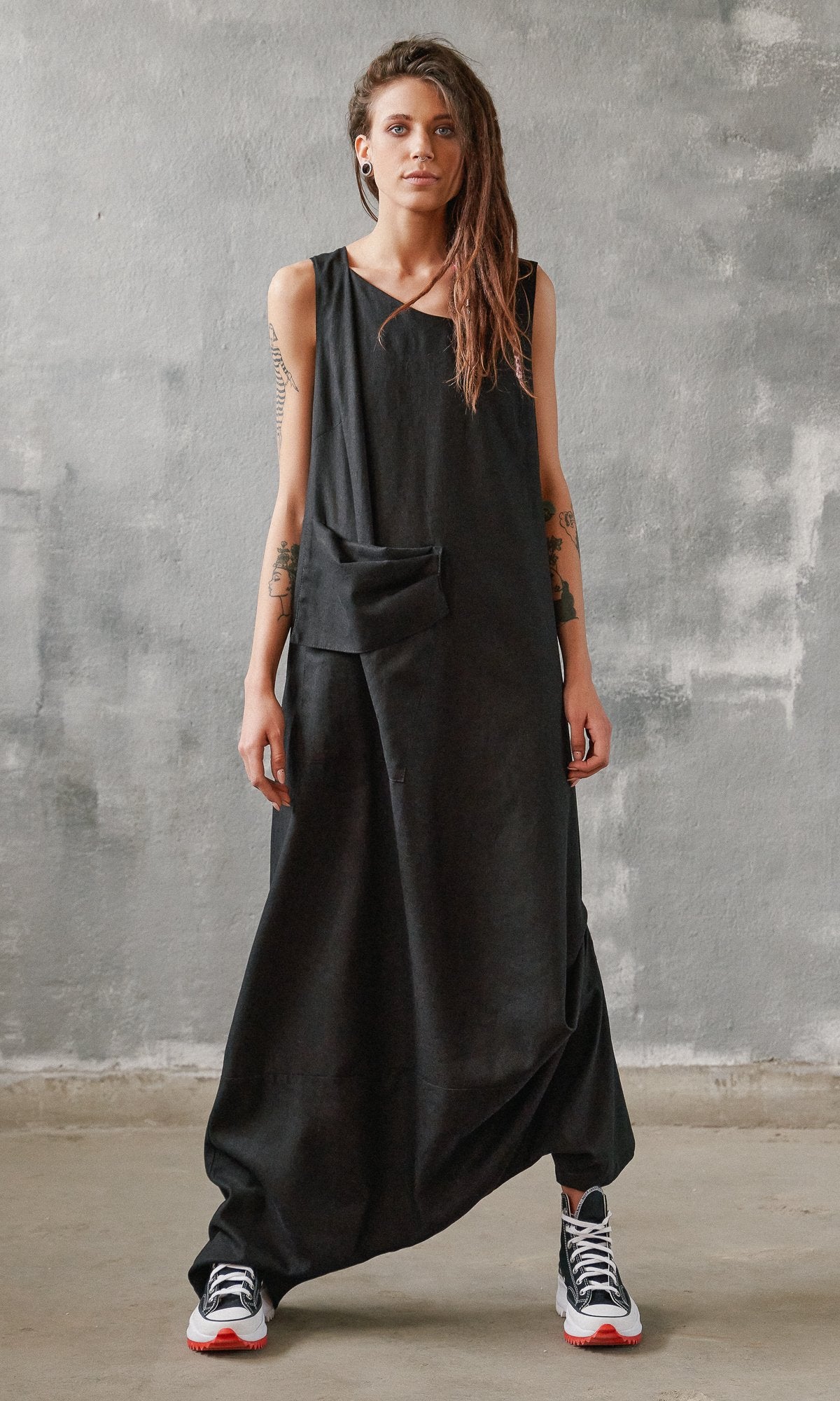 Asymmetric Drop Crotch Jumpsuit - AAKASHA