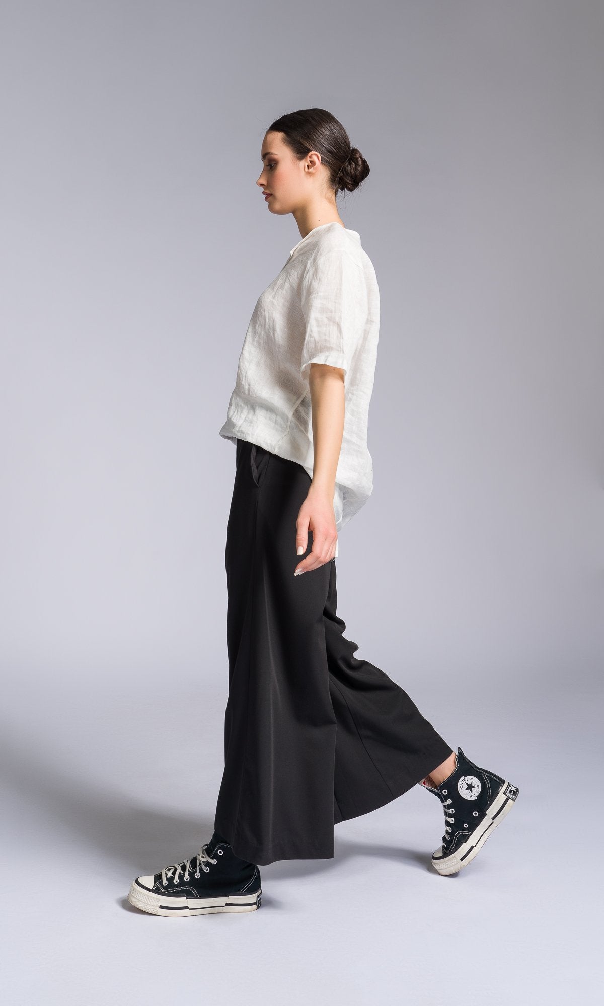 Wide Leg Pants with Front Pleat - AAKASHA