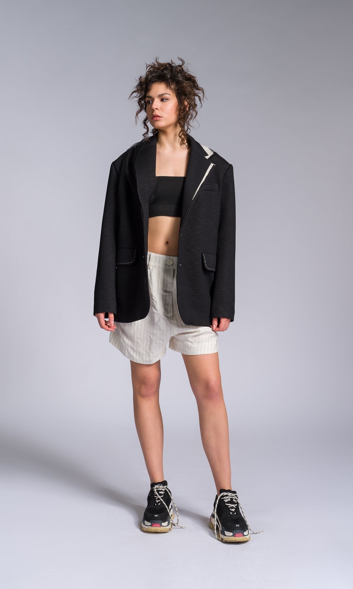 Masculine-cut Blazer with Contrasting Details - AAKASHA