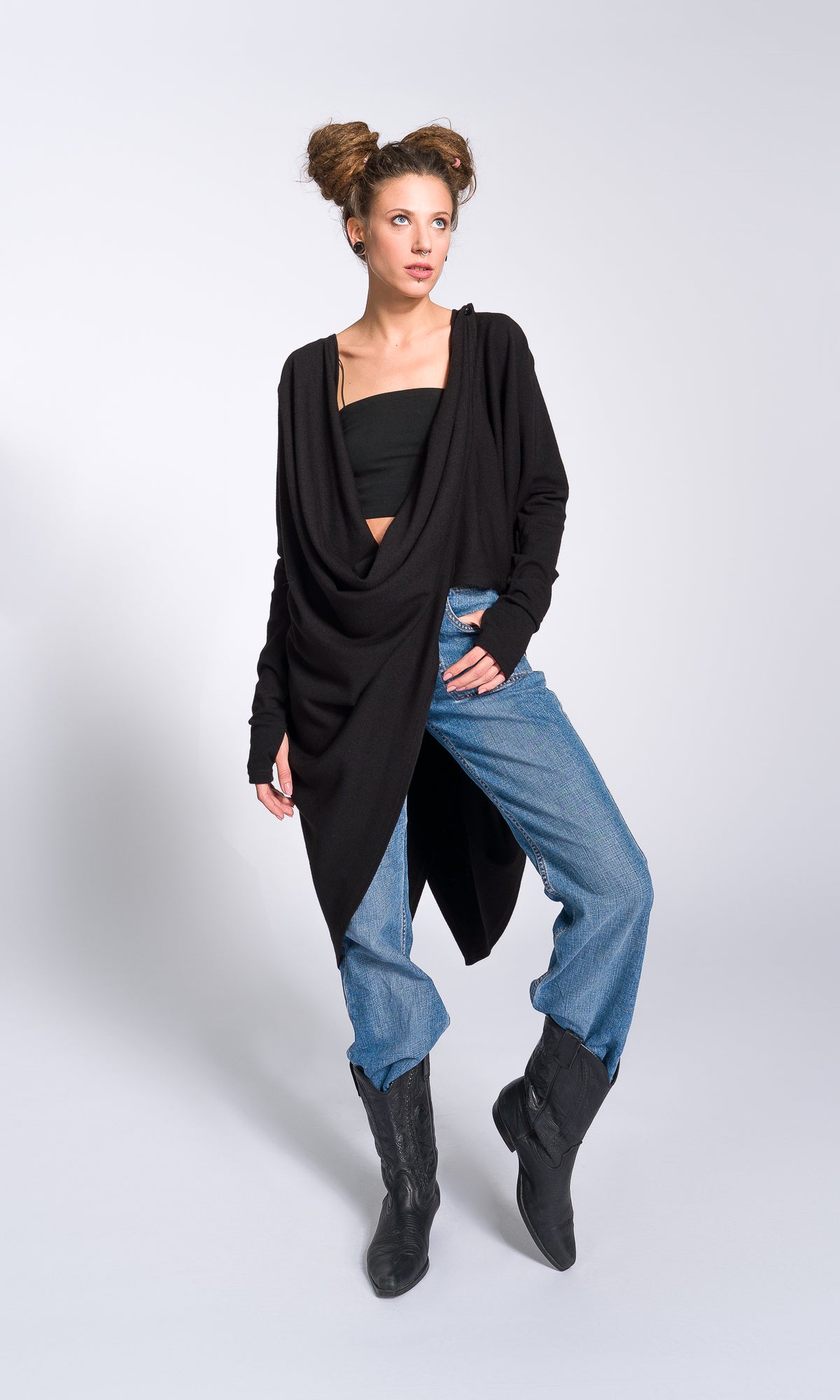 Multi-Way Knit Poncho Cardigan - AAKASHA