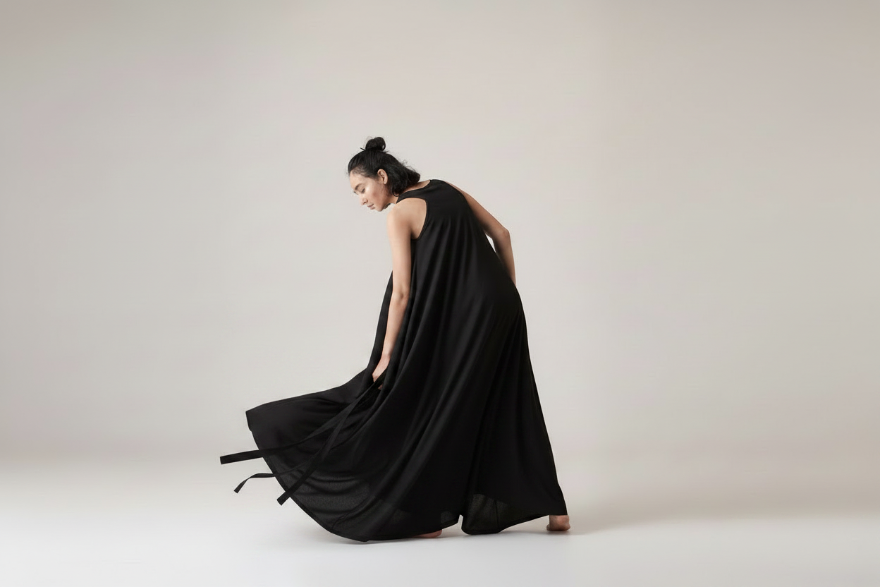 Black draped dress