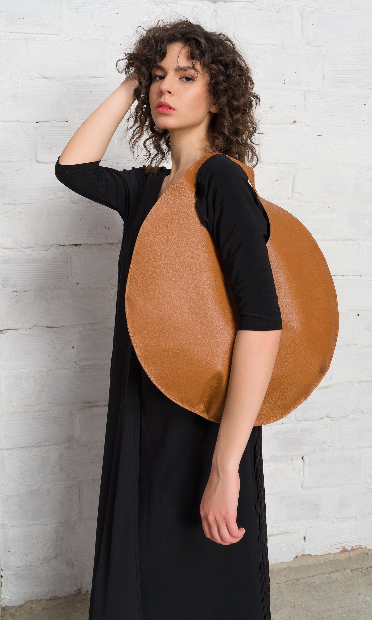 Leather Circle Hobo Bag - AAKASHA