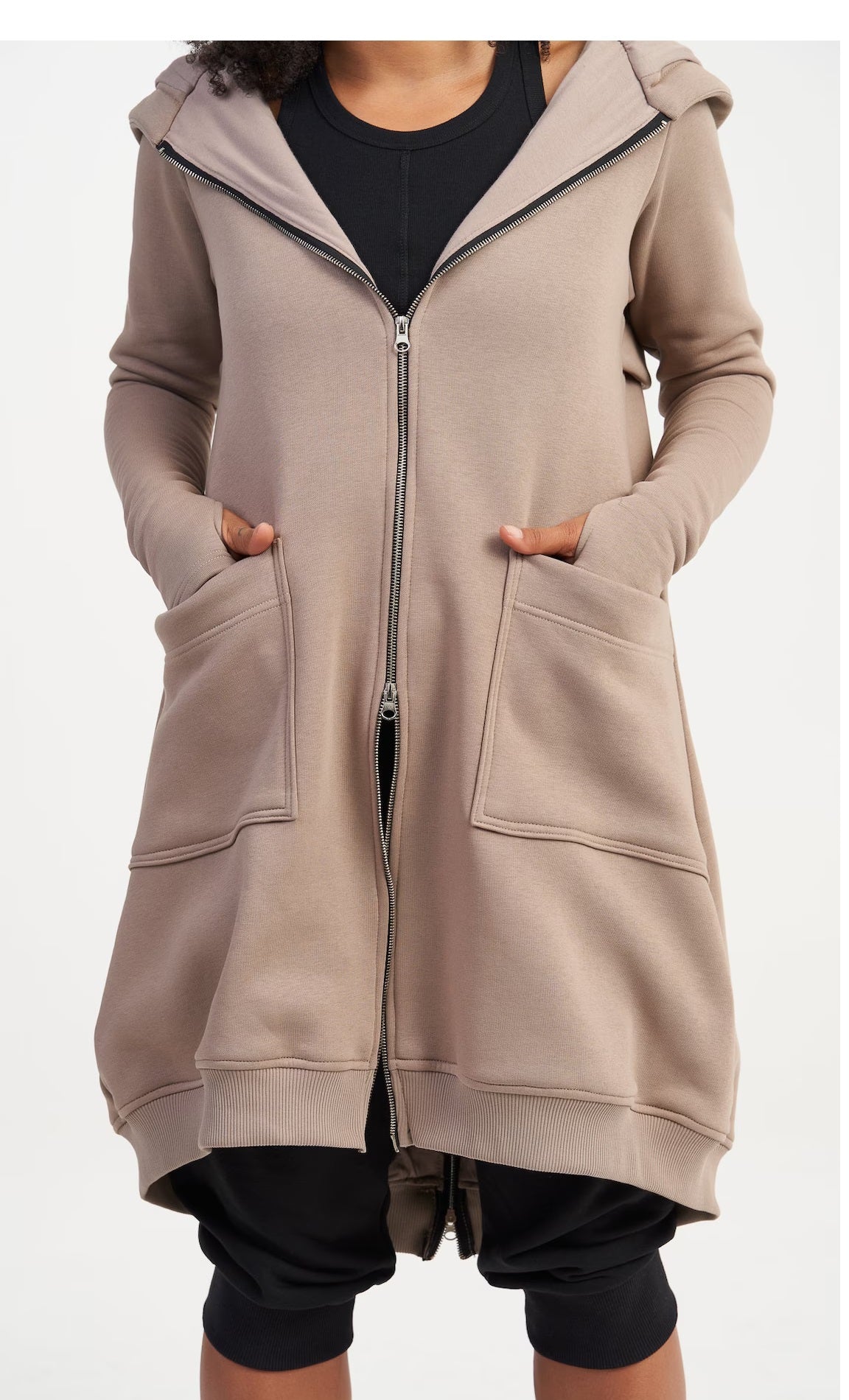 Long Zipper Hooded Sweatshirt