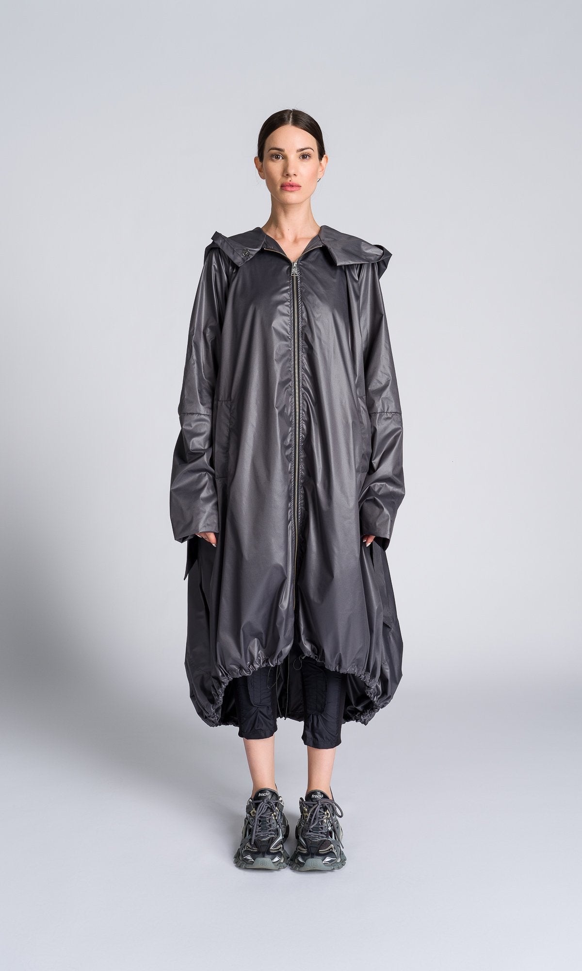 Hooded Raincoat with Belt - AAKASHA