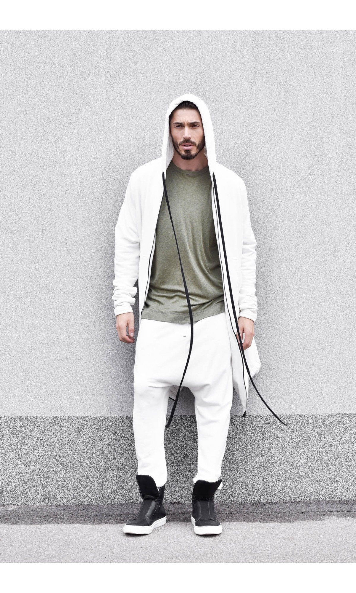 Long Hooded Zipper Sweatshirt