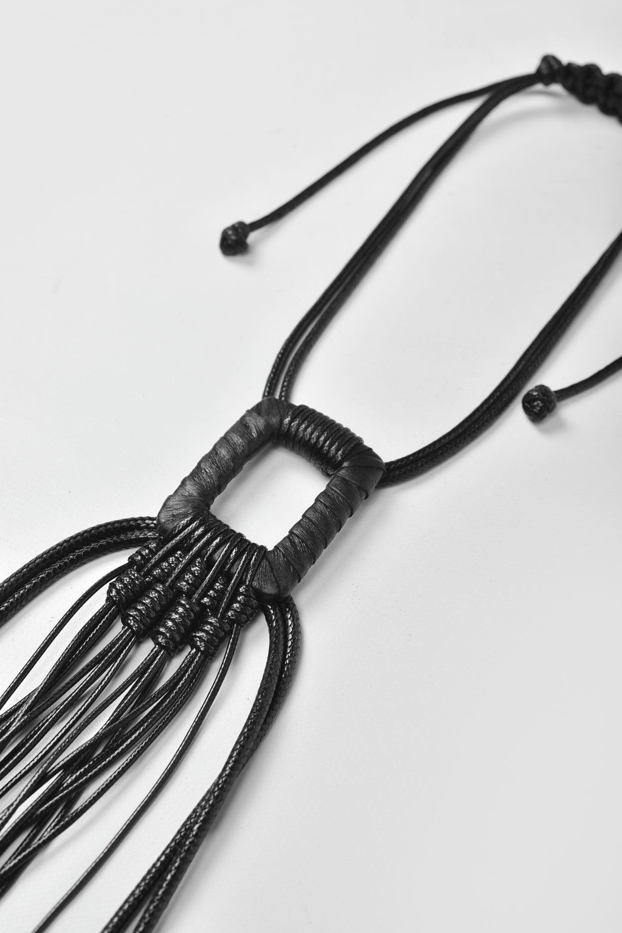 Extra Long Leather Buckle Necklace