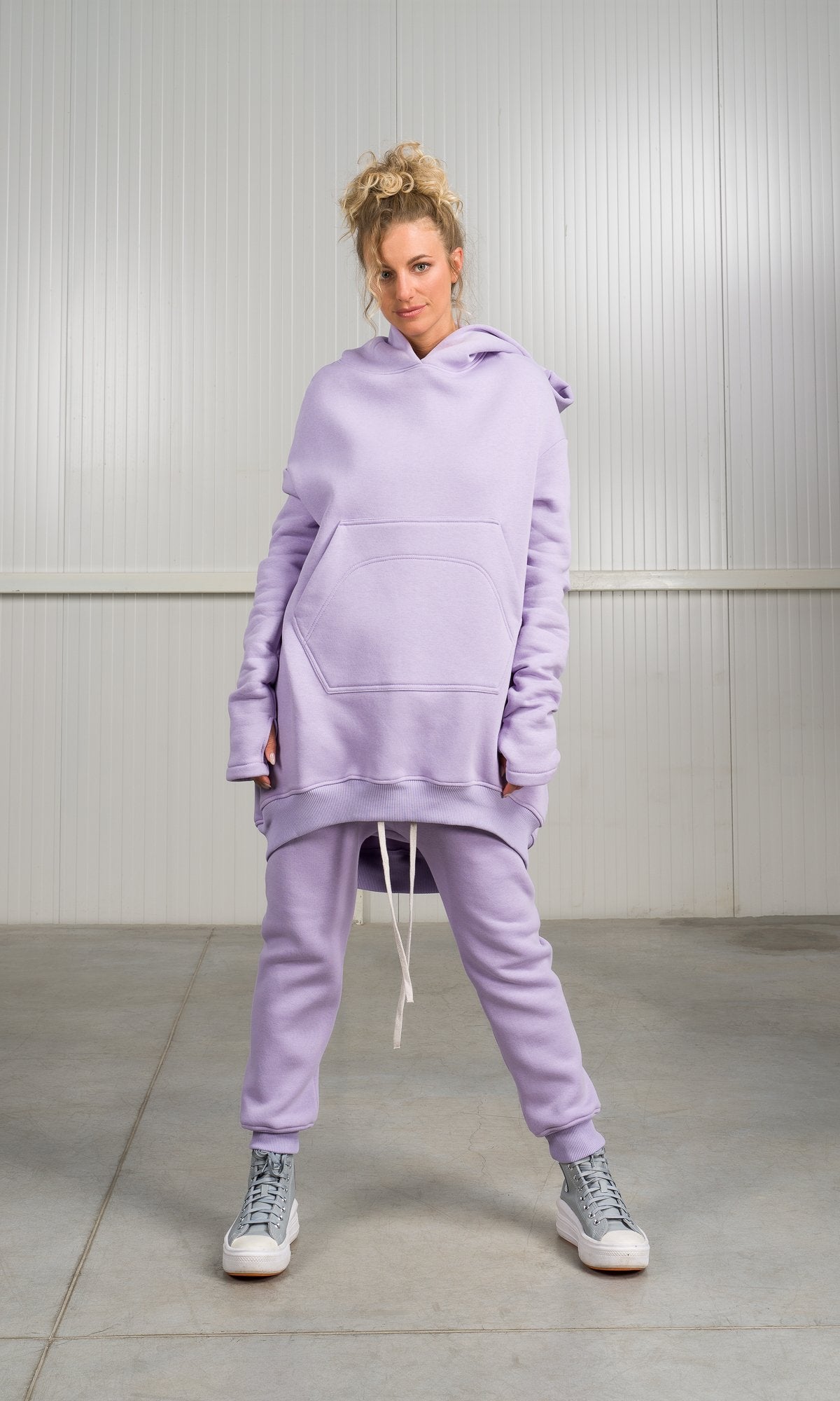 Long Hoodie with Dropped Shoulder - AAKASHA