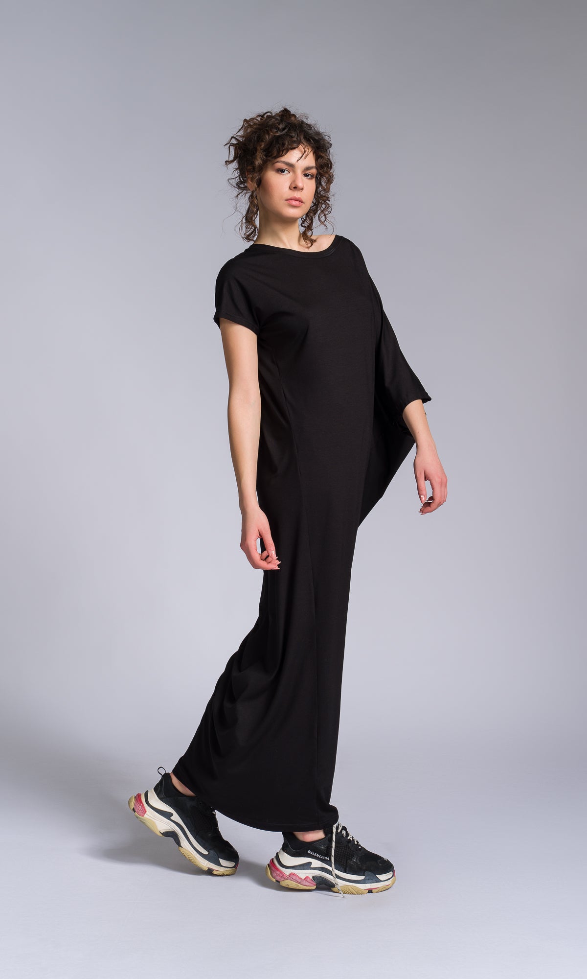Batwing Sleeve Asymmetric Dress
