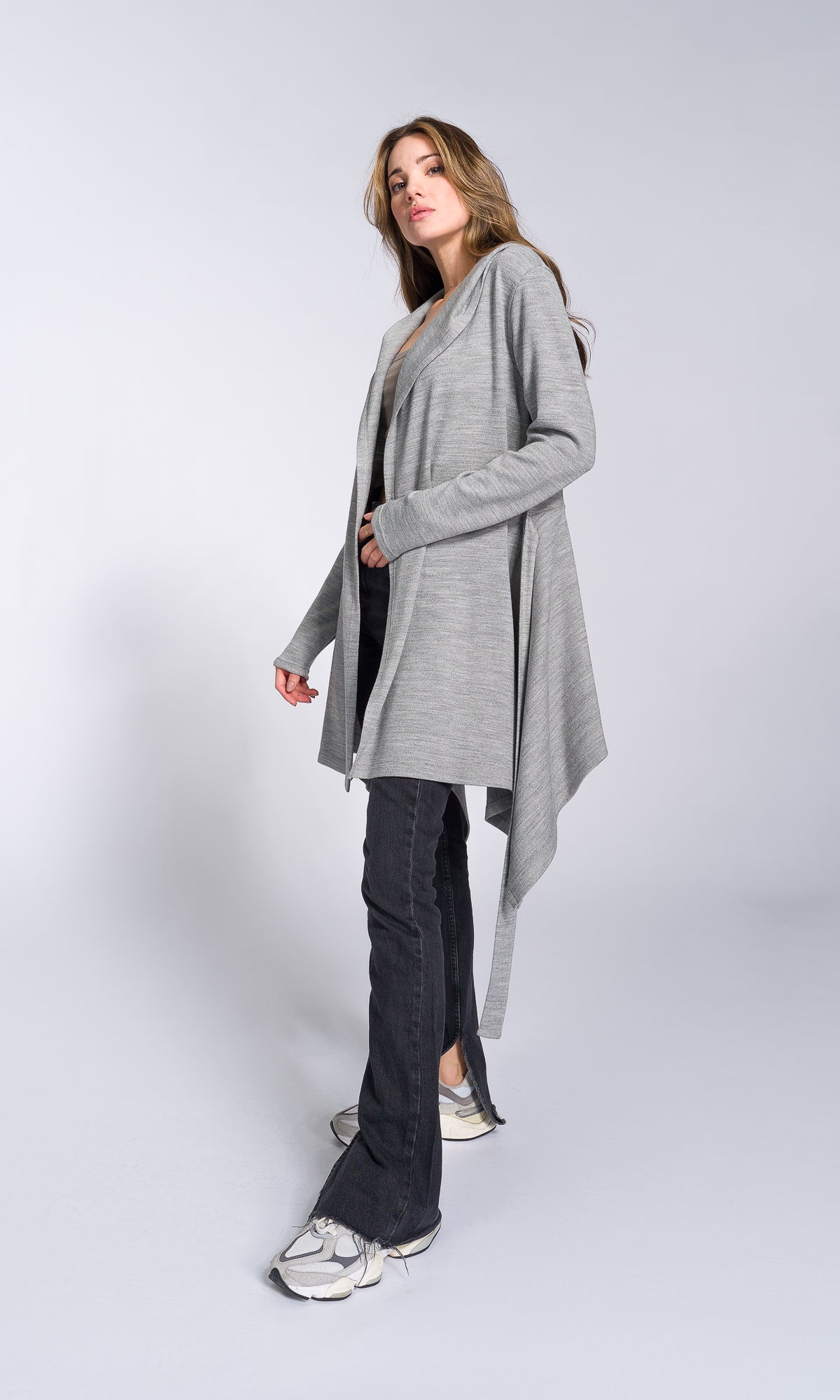 Maxi Knit Cardigan with Belt - AAKASHA