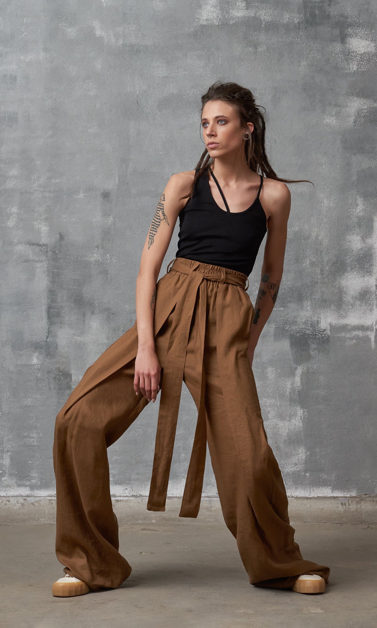 Wide Leg Linen Pants - AAKASHA