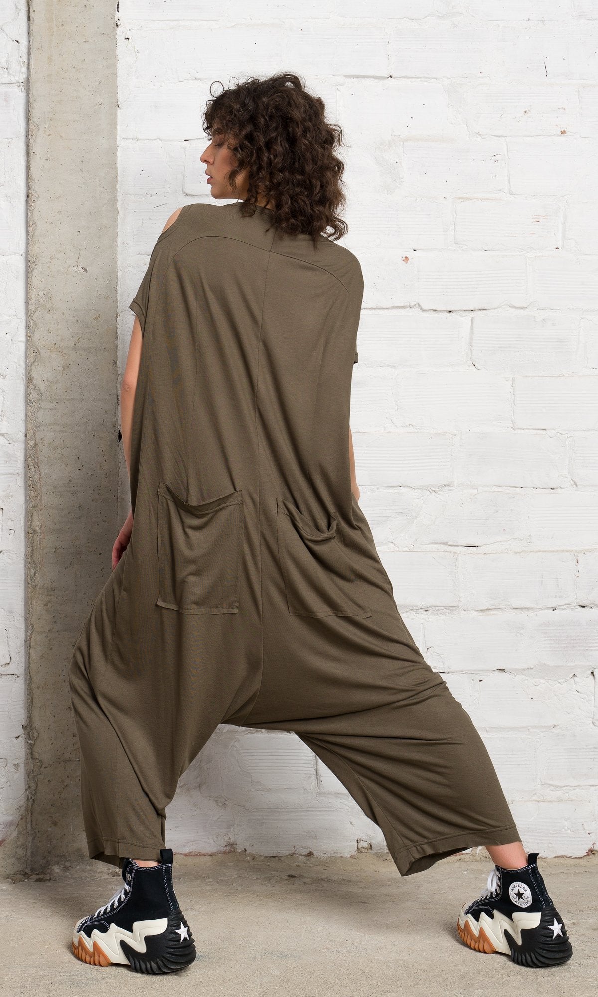 Front Zipper Baggy Jumpsuit