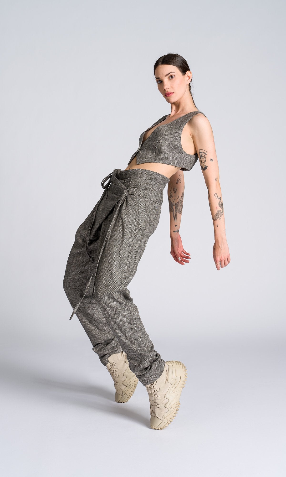 Tapered Pants with Overlap Front - AAKASHA