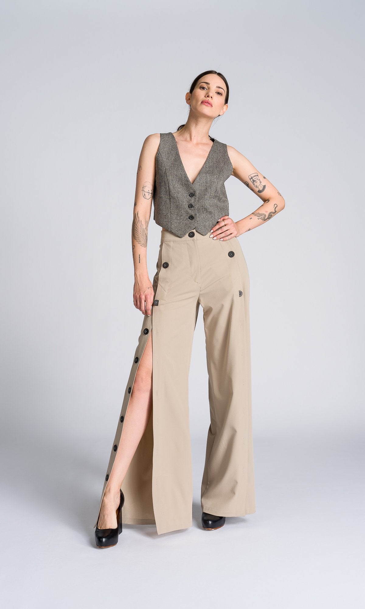 Short Herringbone Suit Vest - AAKASHA