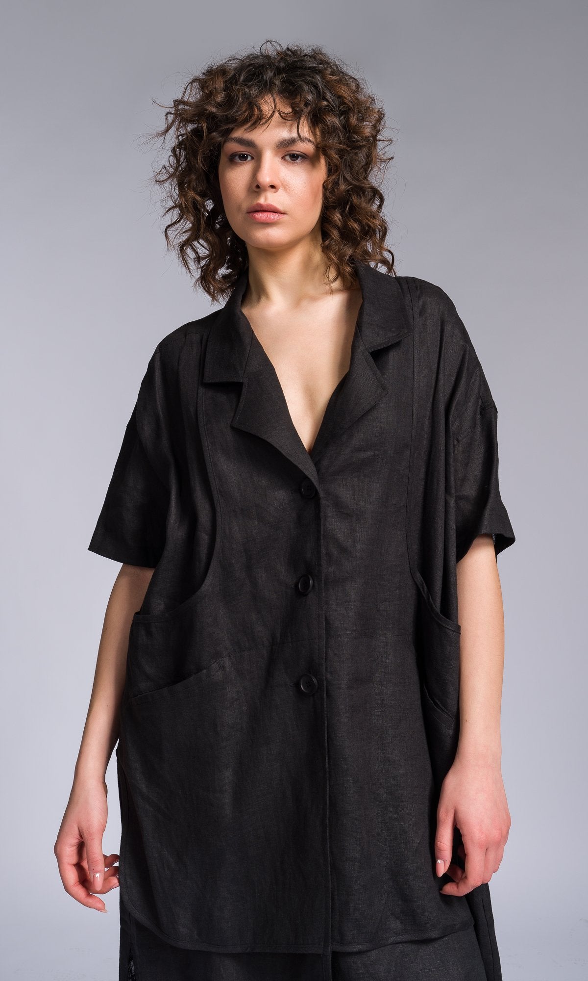 Linen Apron Tunic Shirt - AAKASHA