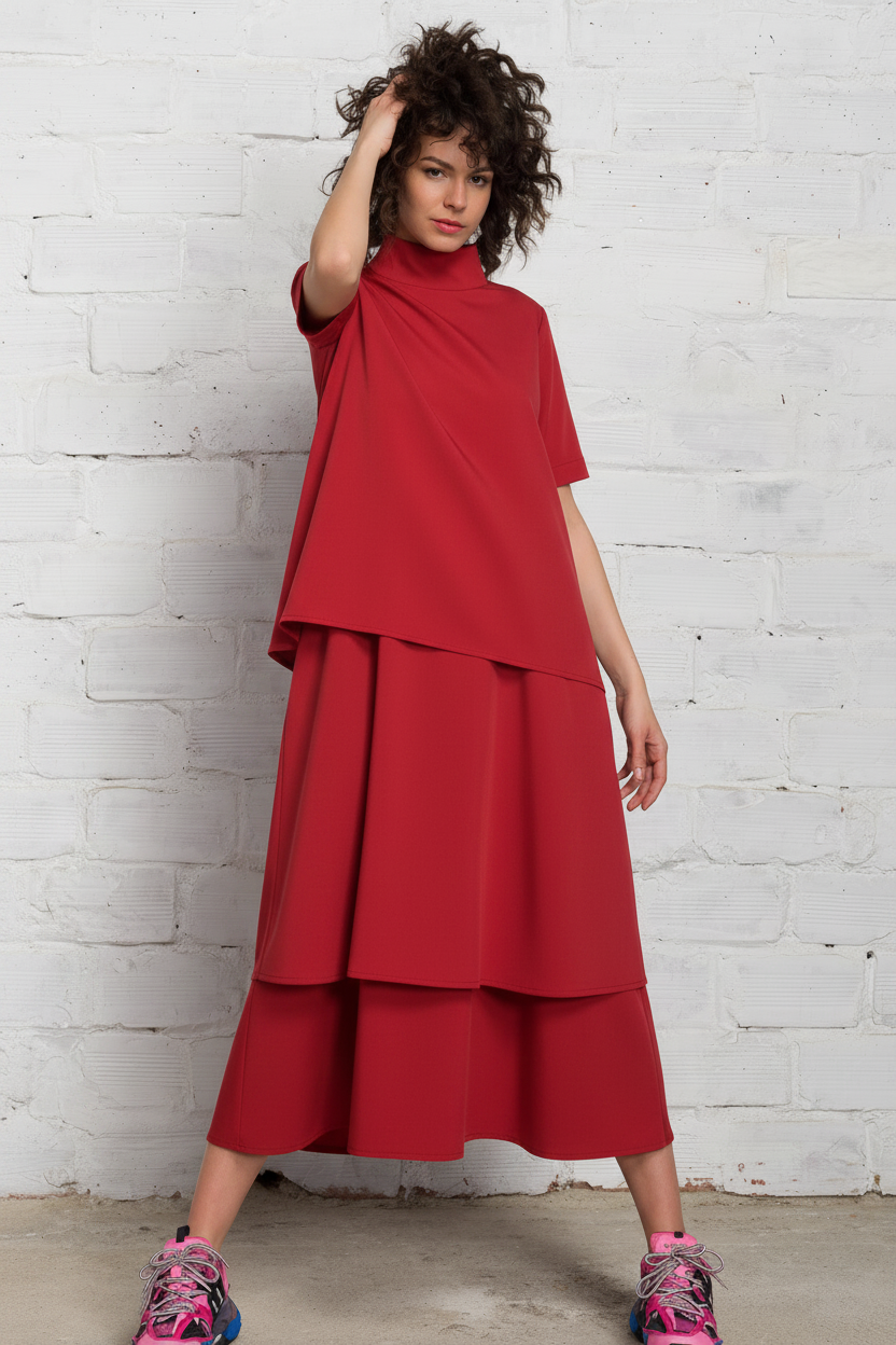 Layered Modular Midi Dress